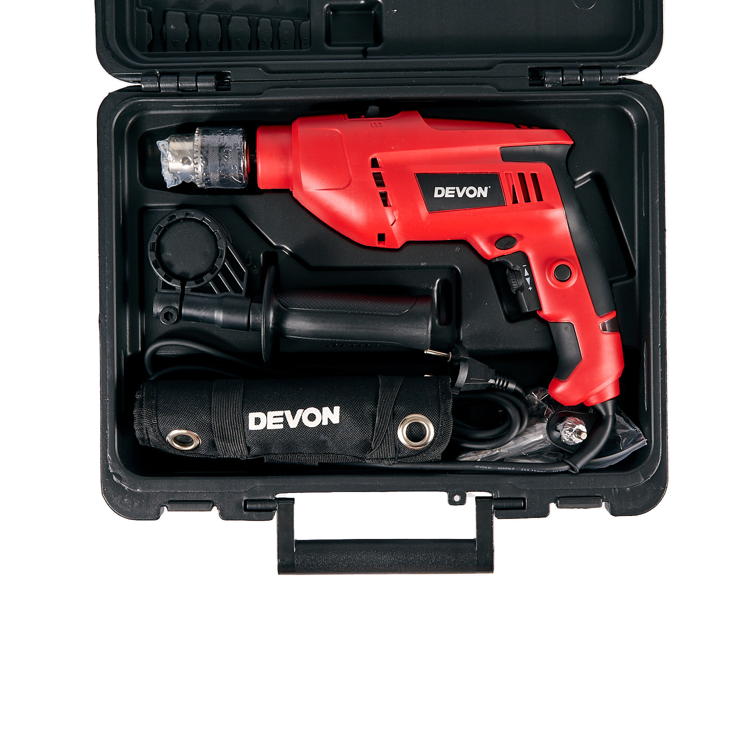 Сетевая ударная дрель DEVON 1515 / 600 Вт / вес 2,2 кг / сталь 10 / дерево 28 / бетон 13 / кирпич 16