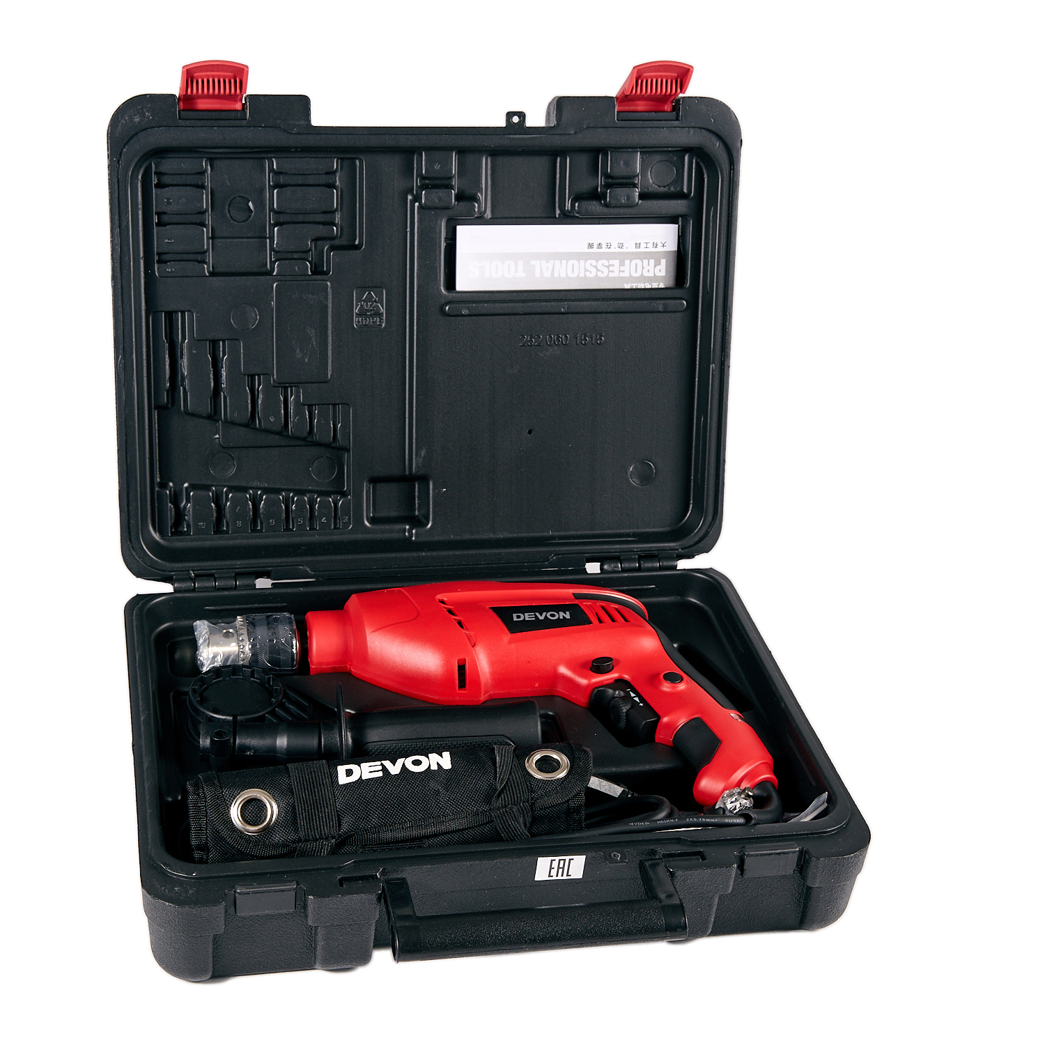 Сетевая ударная дрель DEVON 1515 / 600 Вт / вес 2,2 кг / сталь 10 / дерево 28 / бетон 13 / кирпич 16