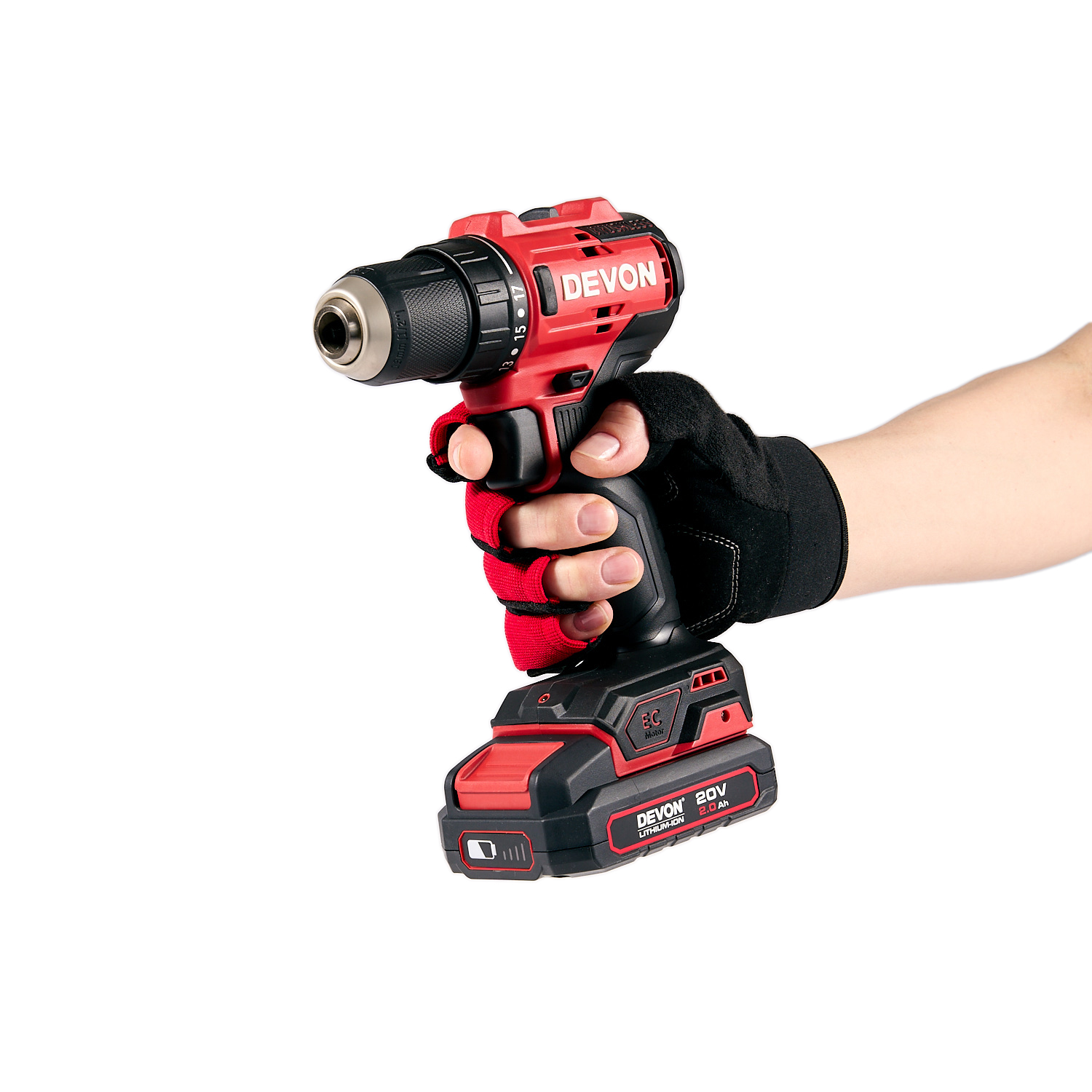 Аккумуляторный шуруповерт/дрель DEVON 5210-Li-20 / бесщеточный / 27/55Нм / 20 В / 2 аккум. 2.0 А∙ч / стандартное ЗУ 75 Вт