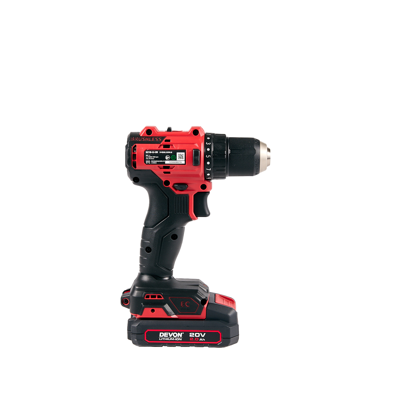 Аккумуляторный шуруповерт/дрель DEVON 5210-Li-20 / бесщеточный / 27/55Нм / 20 В / 2 аккум. 2.0 А∙ч / стандартное ЗУ 75 Вт