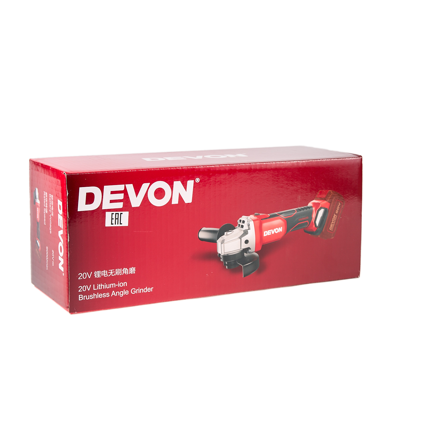 Аккумуляторная угловая шлифовальная машина (УШМ) DEVON 2903-Li-20-125 / 125 мм / бесщеточная / 20 В /  2 аккум. 2.0 А∙ч / стандартное ЗУ 75 Вт / M14