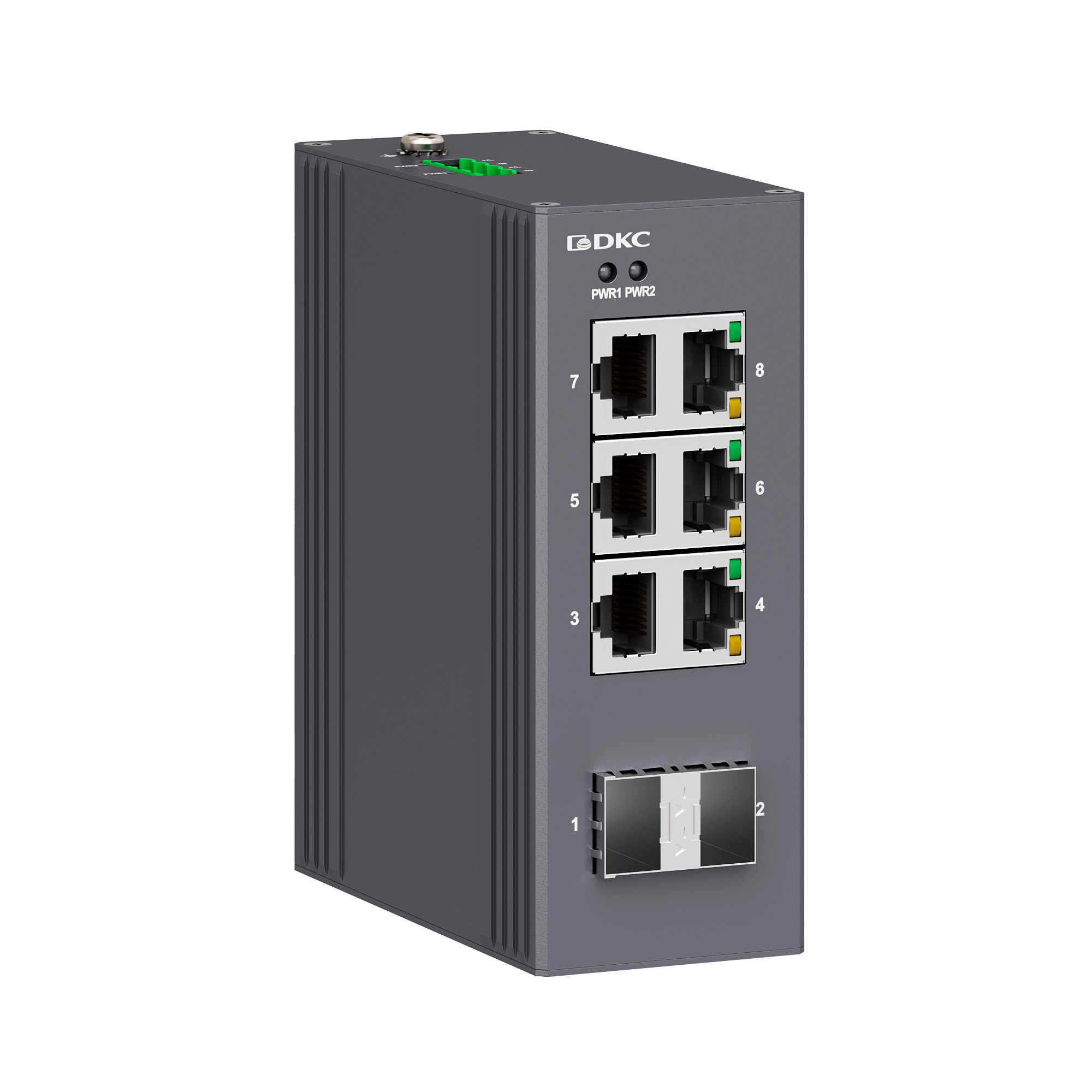 Промышленный неуправляемый коммутатор, 2×100Base-X, SFP слотов: 6×10/100Base-T(X) портов RJ45,  12-48В DC/18-30В AC, с резервированием