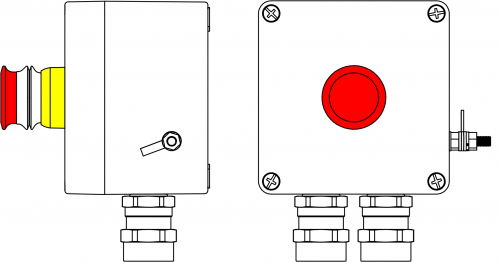Взрывозащищенный пост управления из полиэстера CPE-Р-03-(1xP3E(11))-2xAASBMB(C)1Ex d e IIC T5 Gb / Ex tb IIIC T95°C Db IP66/КЗ/ШЗ