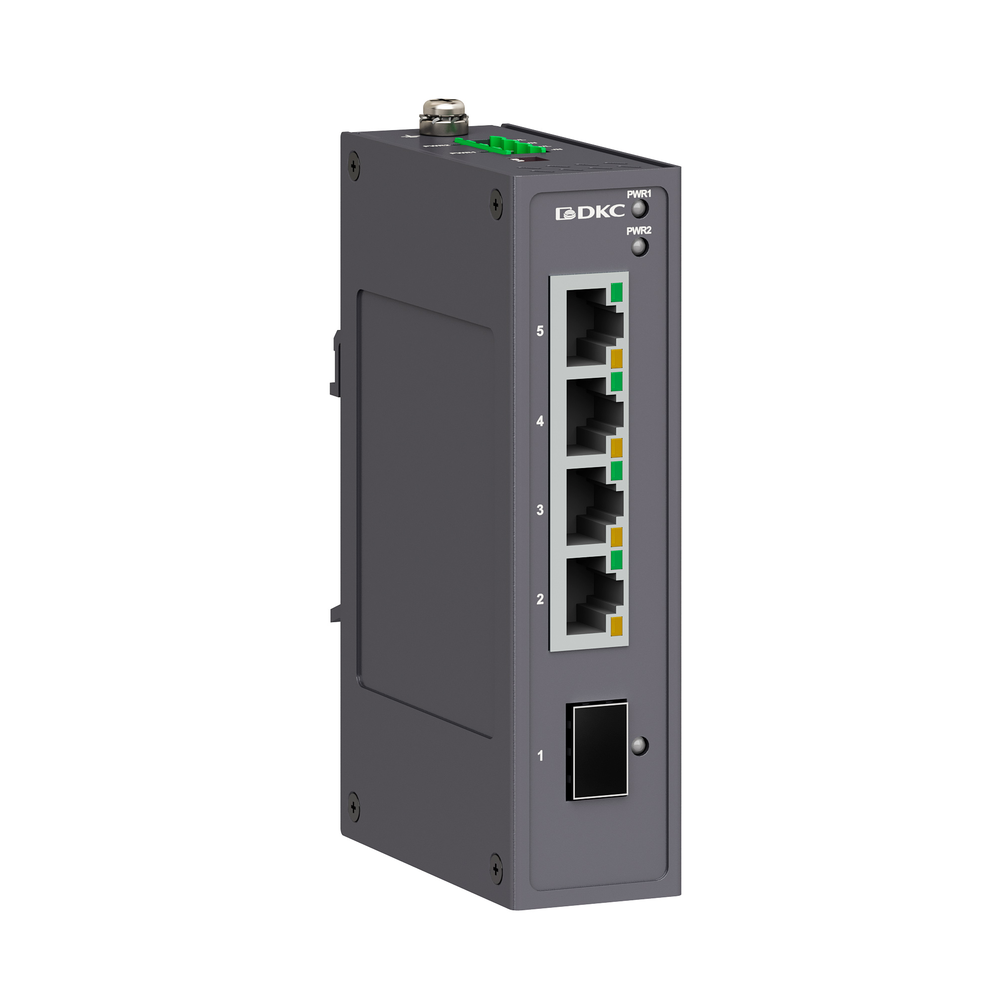 Промышленный неуправляемый коммутатор, 1×100Base-X, SFP слот: 4×10/100Base-T(X) портов RJ45, 12-48В DC/18-30В AC, с резервированием