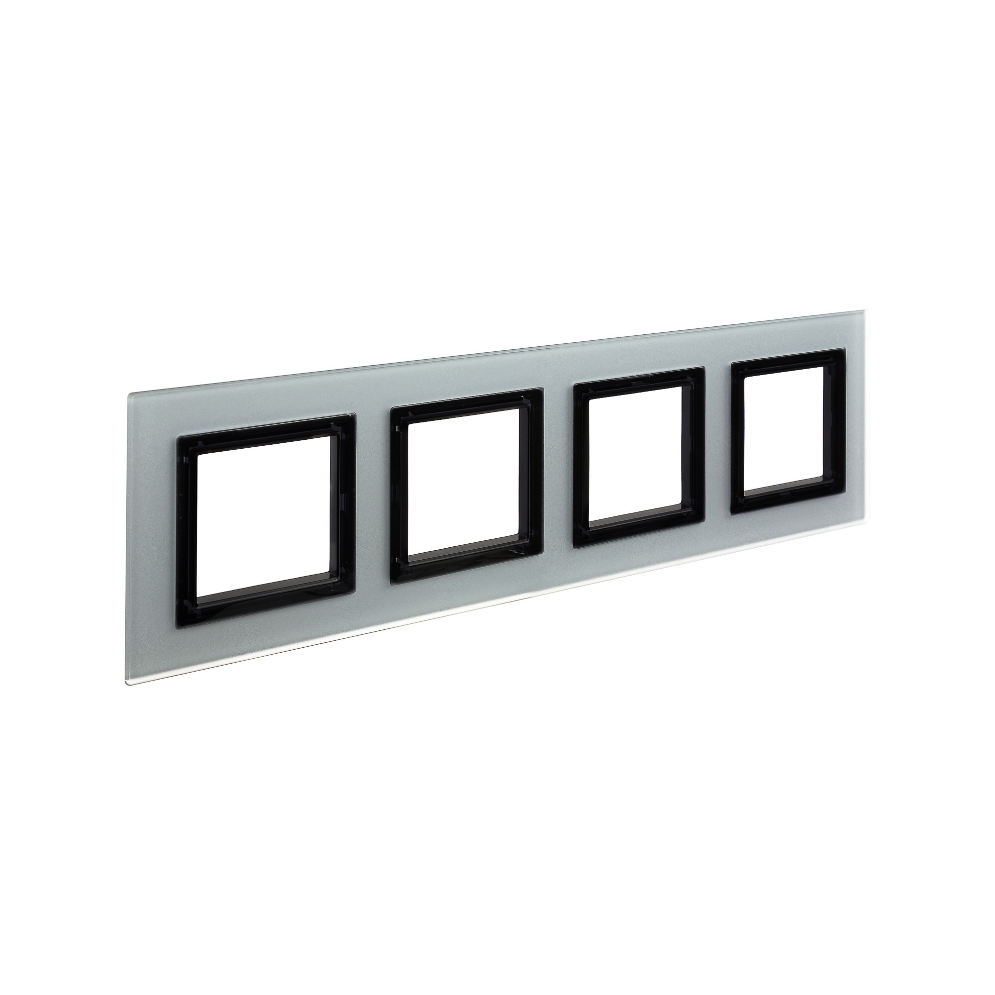 Рамка из натурального стекла, "Avanti", светло-серая, 4 поста (8 мод.)