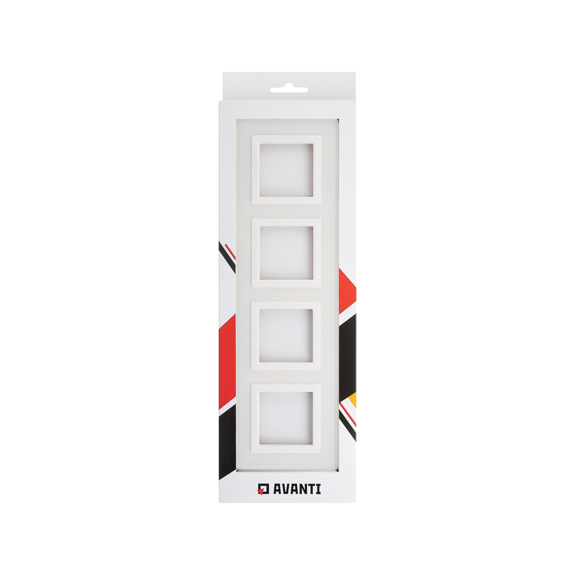 Рамка из натурального стекла, "Avanti", белая, 4 поста (8 мод.)