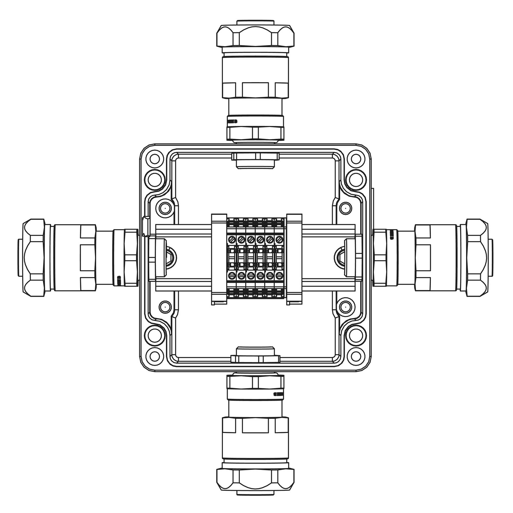 Взрывозащищенная клеммная коробка из алюминия TBE-A-12-(6xCBC.2)-1xANP22BMB(A)-1xANP22BMB(B)-1xANP22BMB(C)-1xANP22BMB(D)1Ex e IIC Т5 Gb /Ex tb IIIC T95°C Db IP66