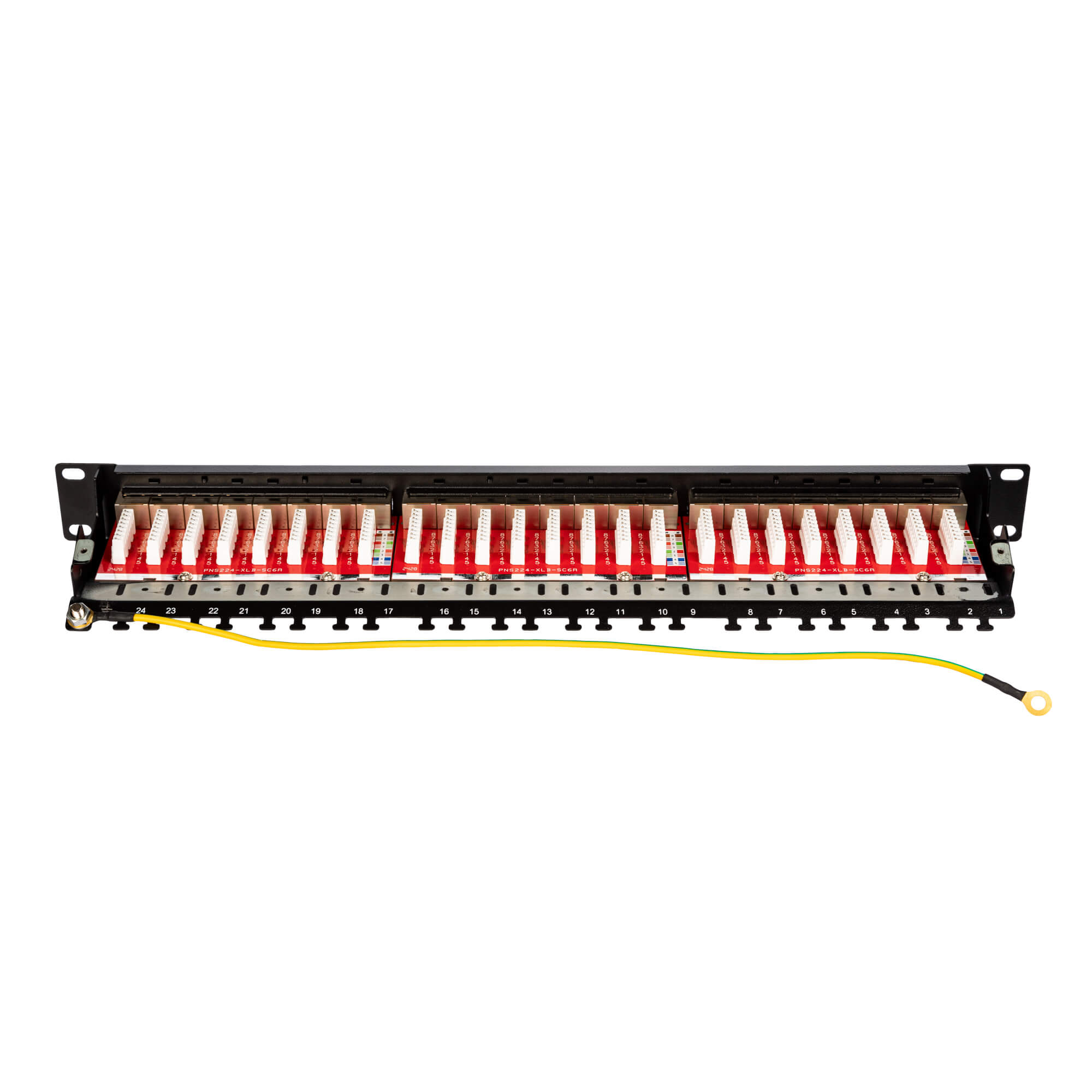 Патч-панель 19", 1U, CAT6A, 24 порта RJ45, экранированная