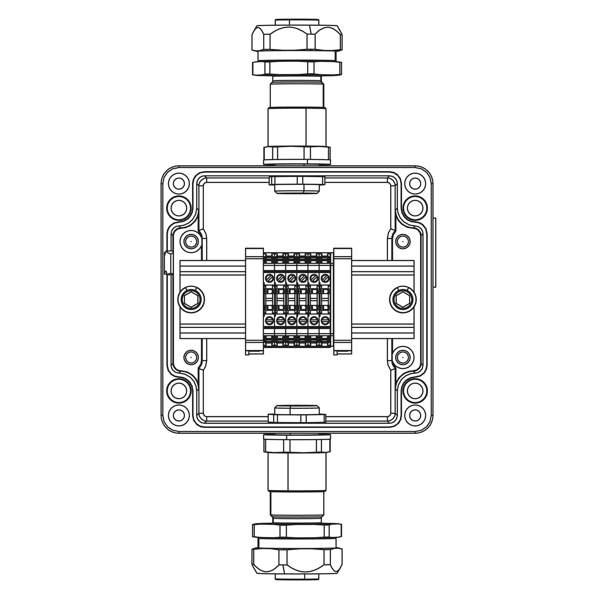 Взрывозащищенная клеммная коробка из алюминия TBE-A-12-(6xCBC.2)-1xKAEPM2MHK-20(A)-1xKAEPM2MHK-20(C)1Ex e IIC Т5 Gb / Ex tb IIIC T95°C Db IP66