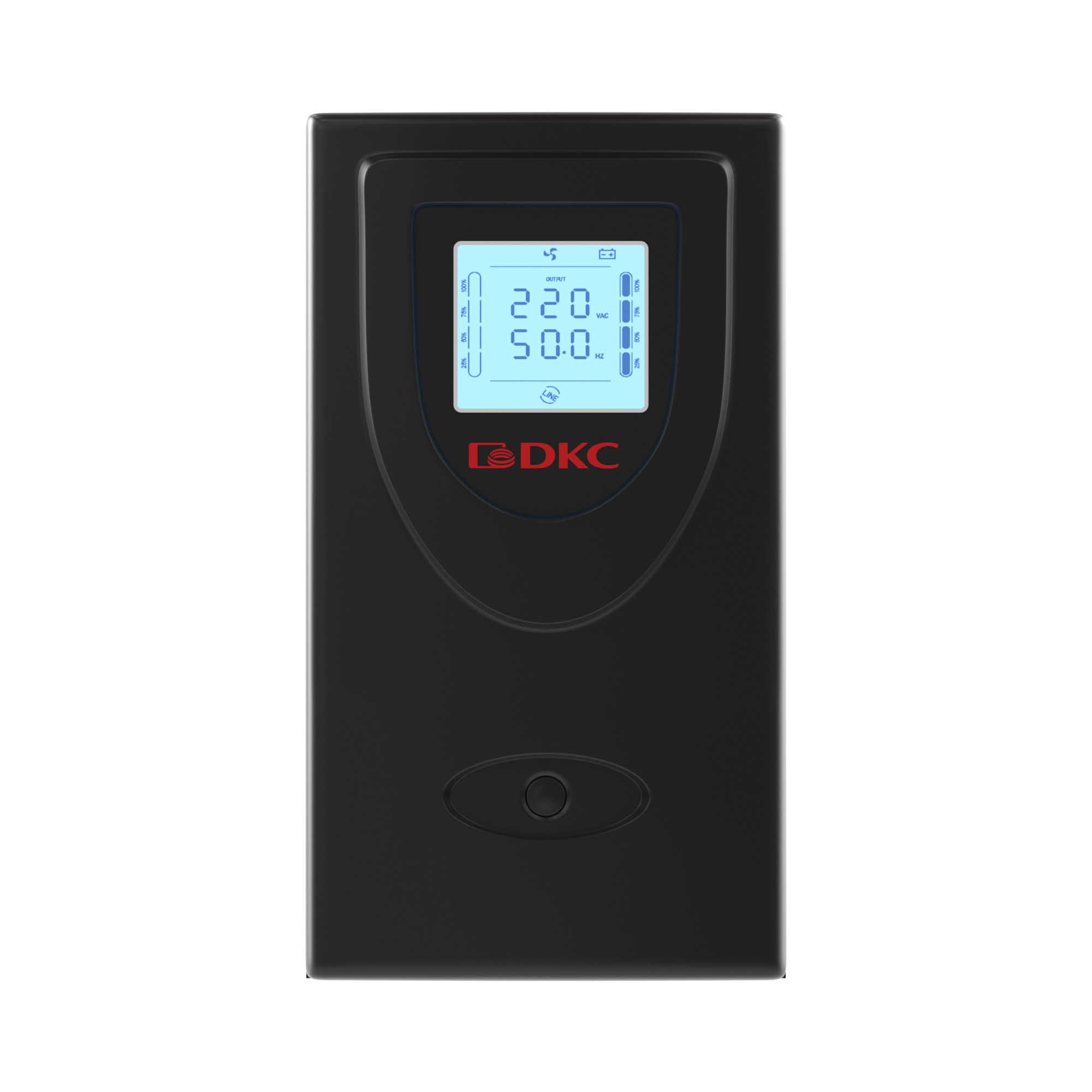 Линейно-интерактивный ИБП ДКС серии Info LCD, 2000 ВА/1200 Вт, 1/1,2xIEC C13, 2xSchuko, USB + RJ45, LCD, 2x9Aч