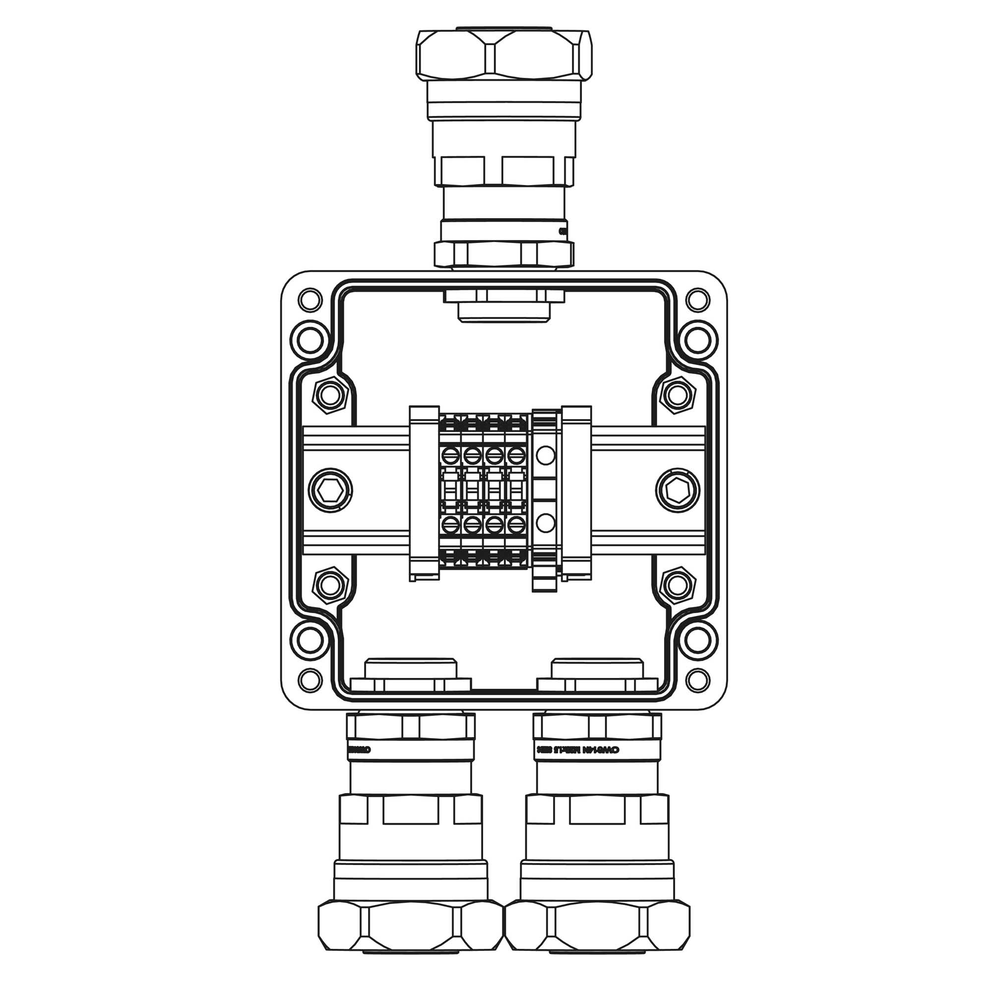 Взрывозащищенная клеммная коробка из полиэстера TBE-P-03-(4xCBC.4-1xTEO.4)-2xANP32CMB(A)-1xANP32CMB(C)1Ex e IIC Т5 Gb / Ex tb IIIC T95°C Db IP66/КЗ
