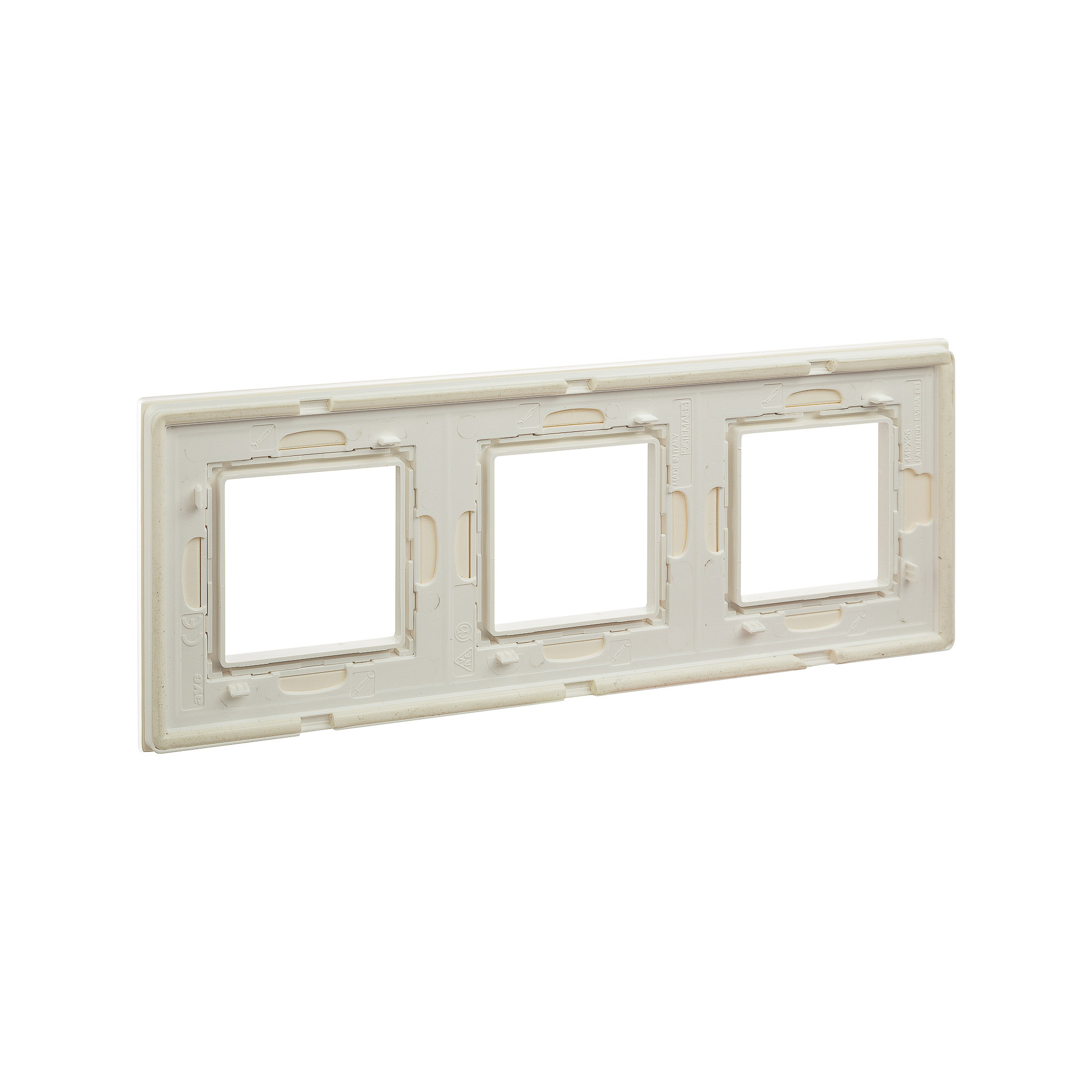 Рамка из натурального стекла, "Avanti", белая, 3 поста (6 мод.)