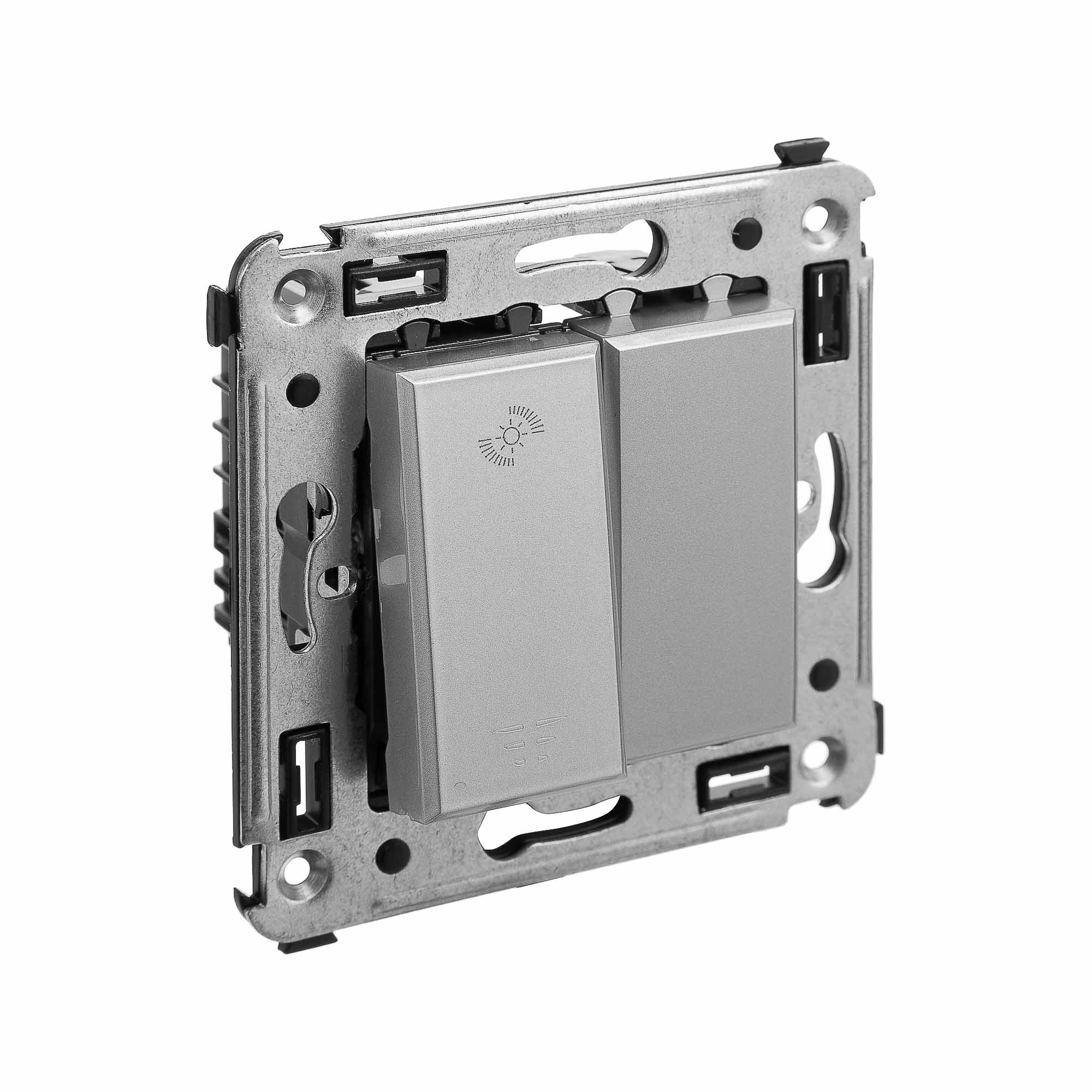 Диммер кнопочный в стену для LED ламп, "Avanti", "Закаленная сталь"