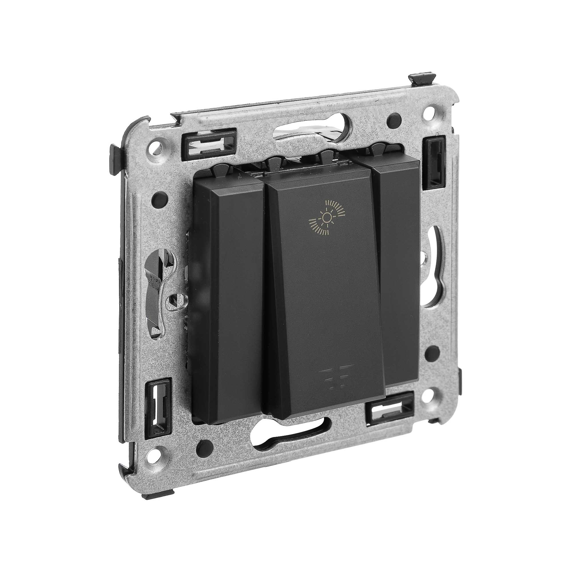 Диммер кнопочный в стену для LED ламп, "Avanti", "Черный матовый"