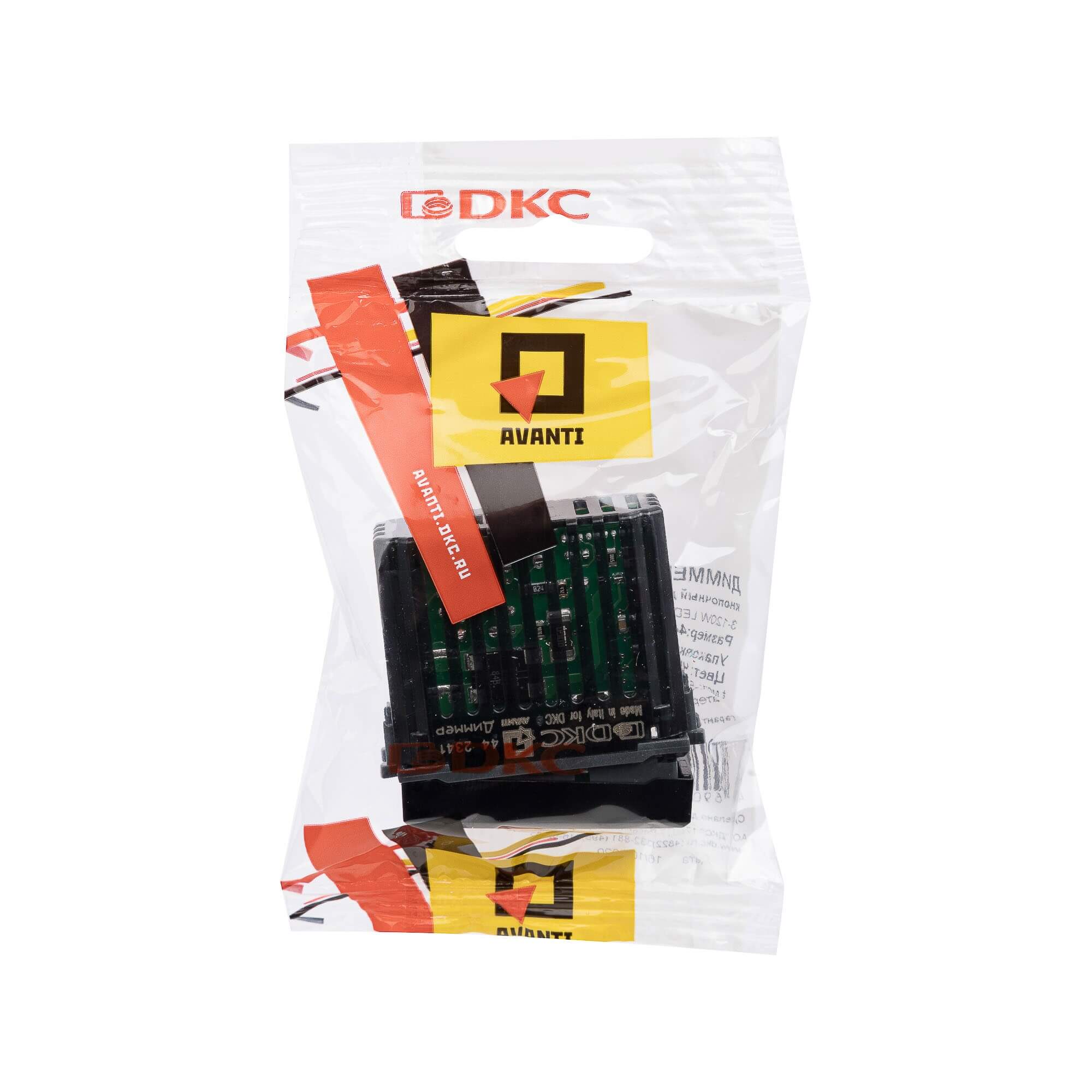 Диммер кнопочный модульный для LED ламп, "Avanti", "Черный матовый", 1 модуль