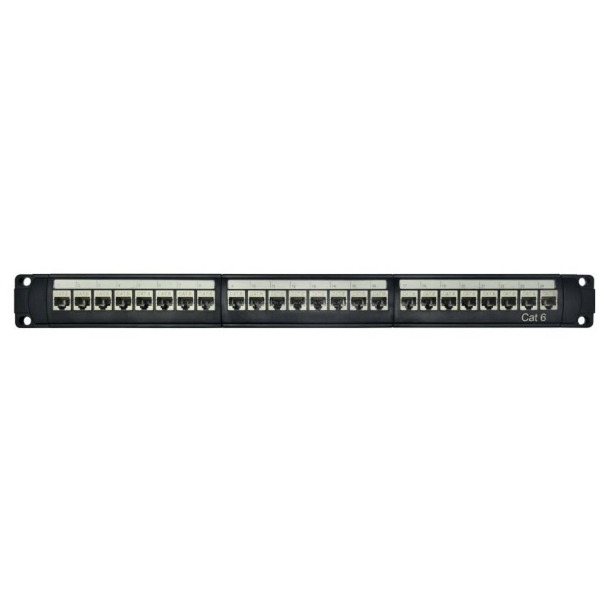 Патч-панель модульная 19", 1U, CAT6, 24 порта RJ45, экранированная