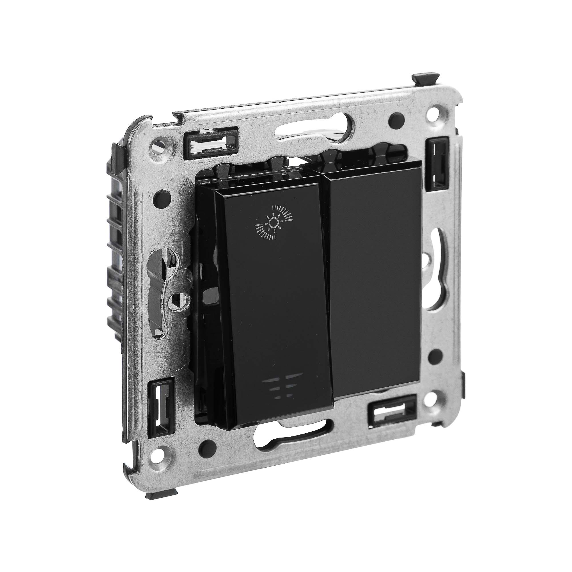 Диммер кнопочный в стену для LED ламп, "Avanti", "Черный квадрат"