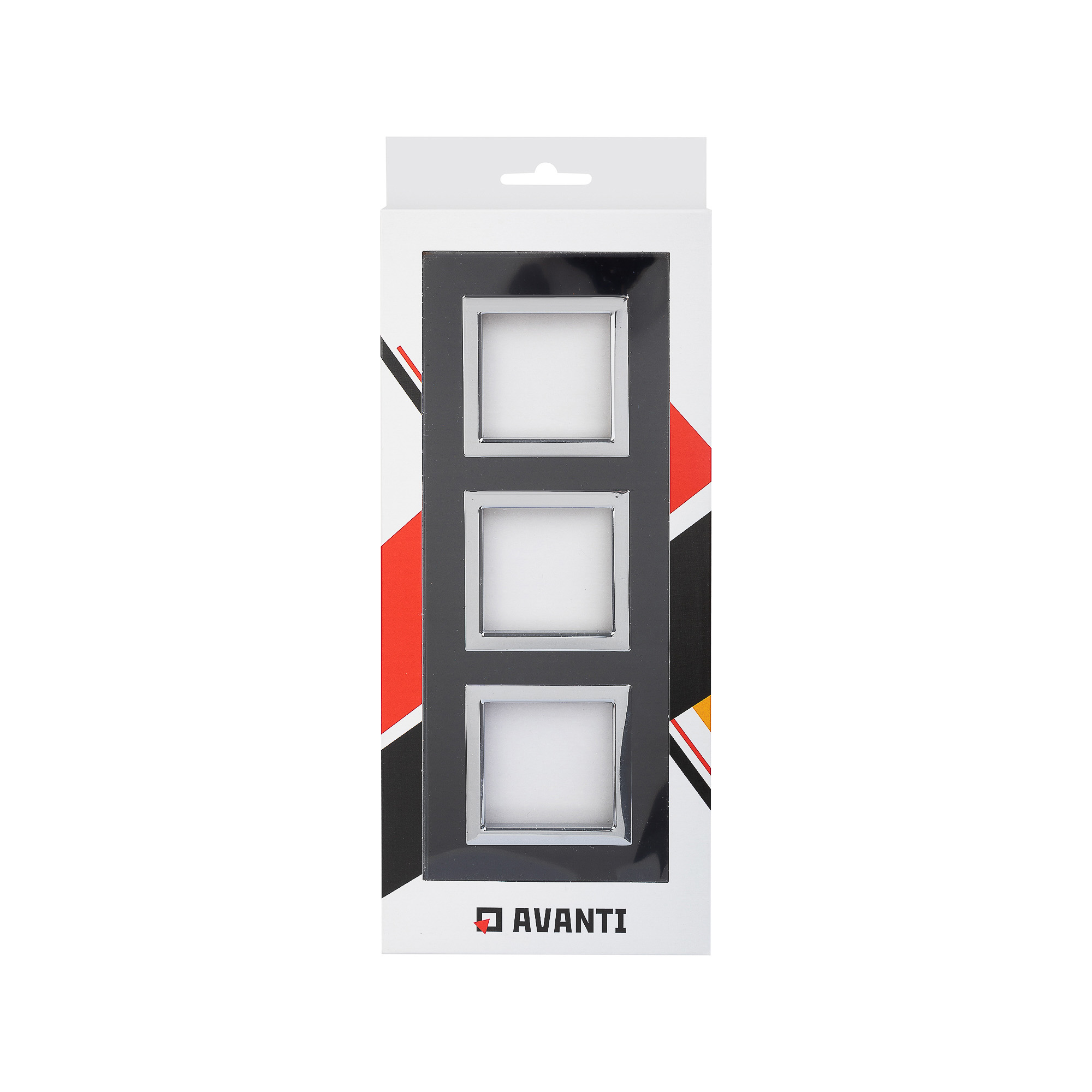 Рамка из натурального стекла, "Avanti", черная, 3 поста (6 мод.)