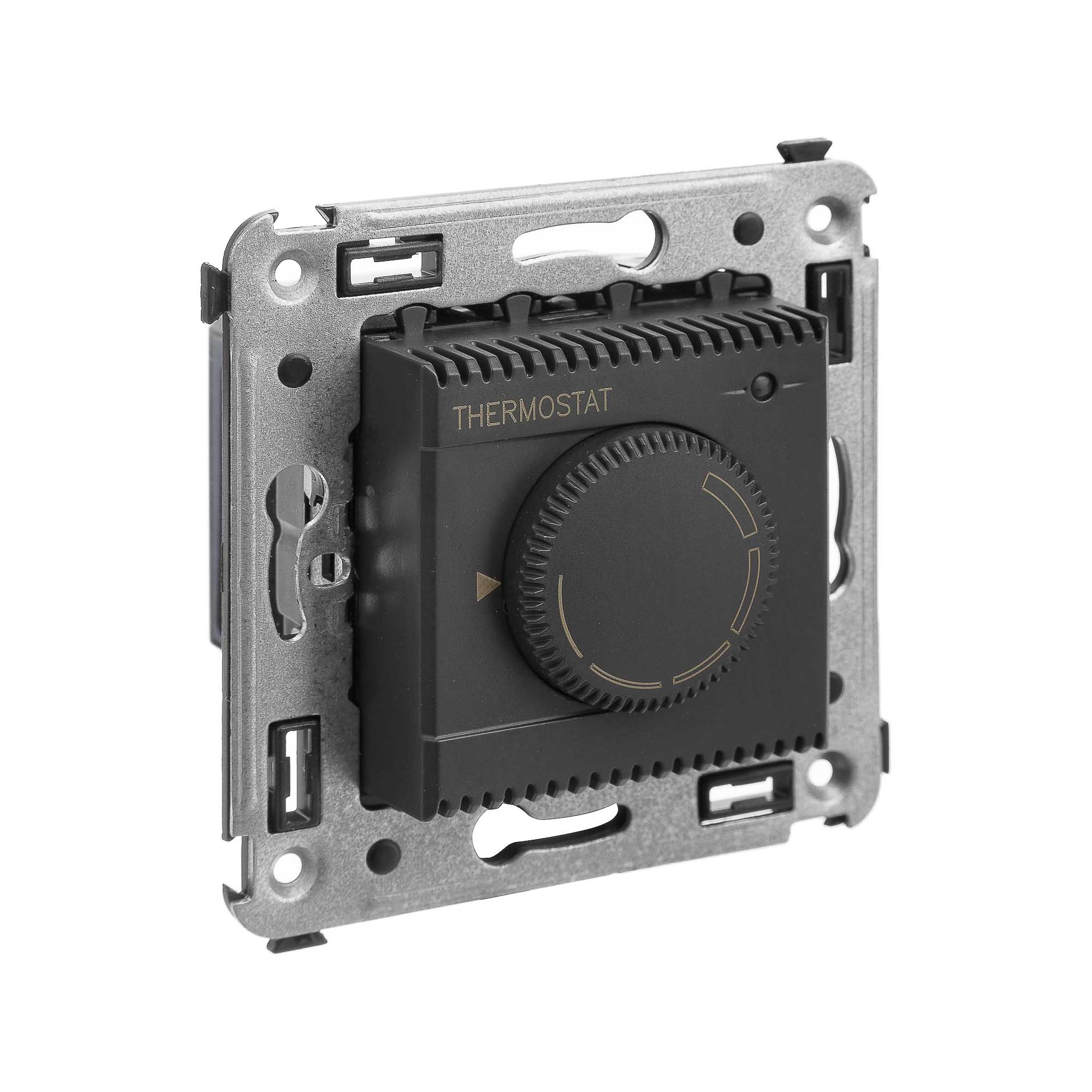 Термостат для теплых полов в стену, "Avanti", "Черный матовый"