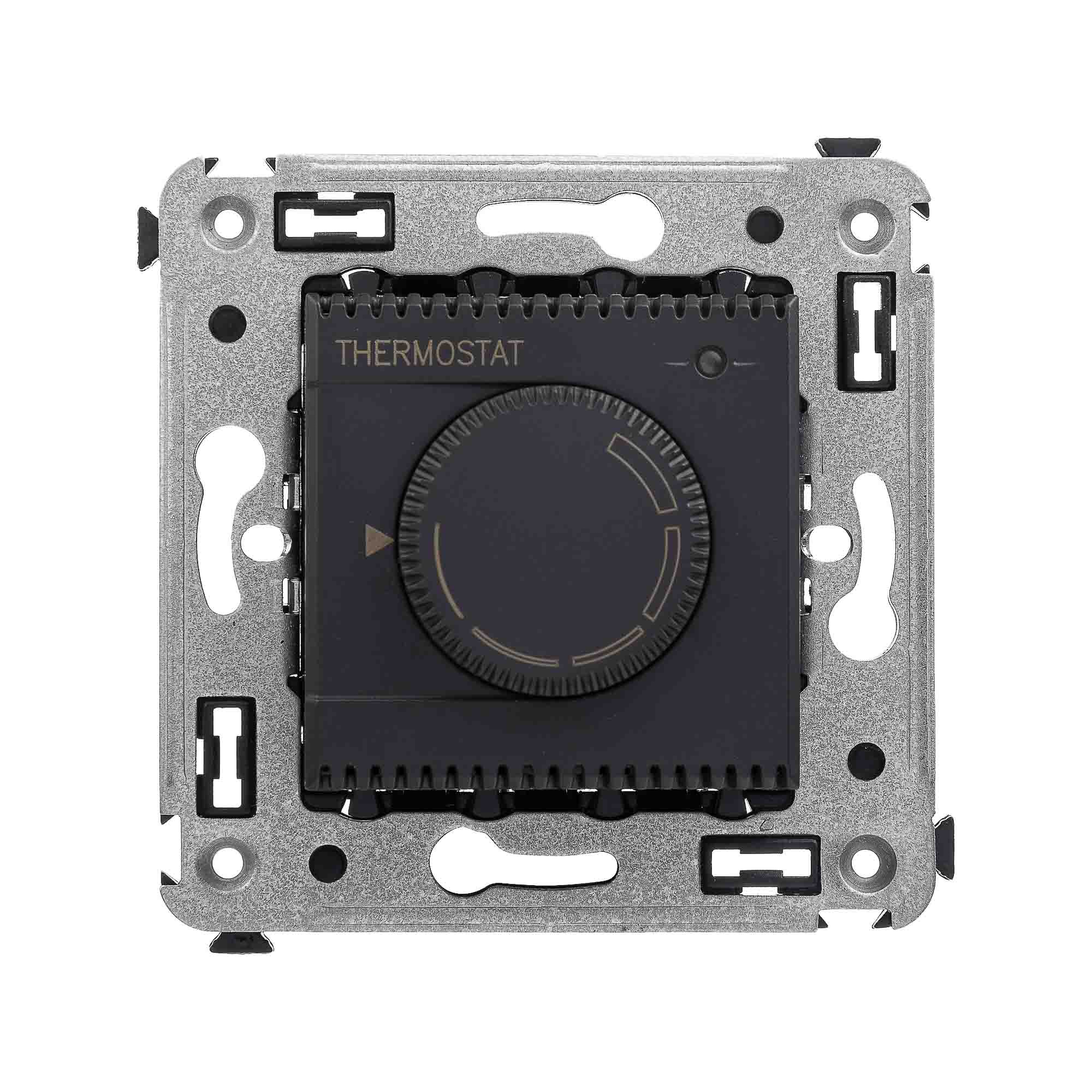 Термостат для теплых полов в стену, "Avanti", "Черный матовый"