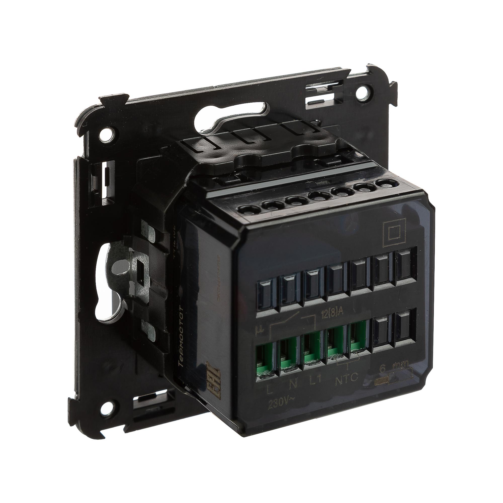 Термостат для теплых полов в стену, "Avanti", "Черный матовый"