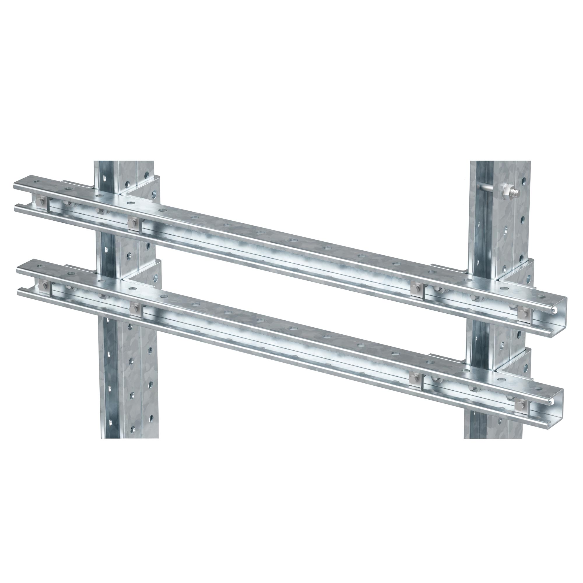 Комплект монтажных профилей на раму для крепления 2 оболочек винтами din 84 M6X40 8 шт. , горячеоцинкованный, длина 800 мм