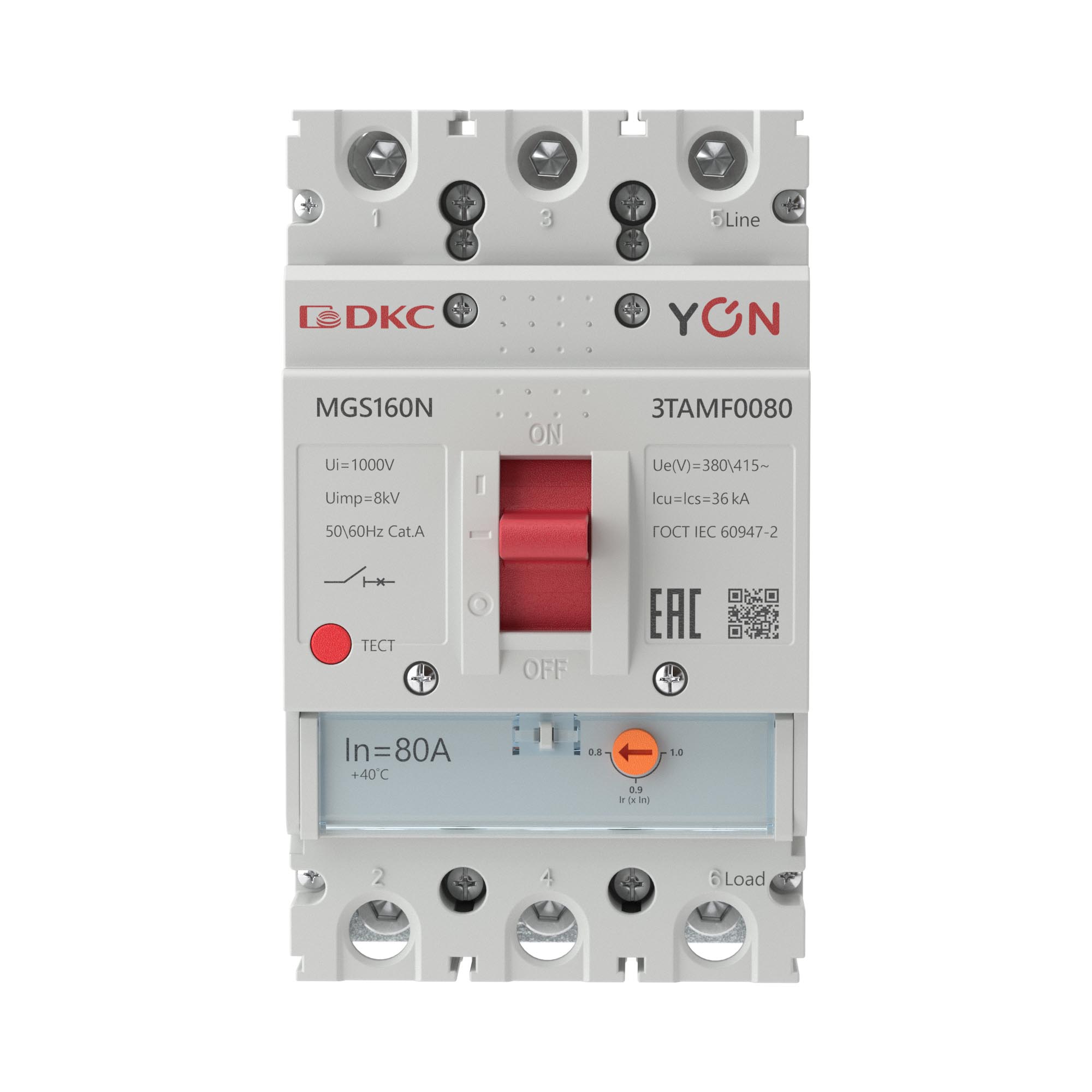 Авт. выкл. YON MGS160 3P 64-80A 36kA