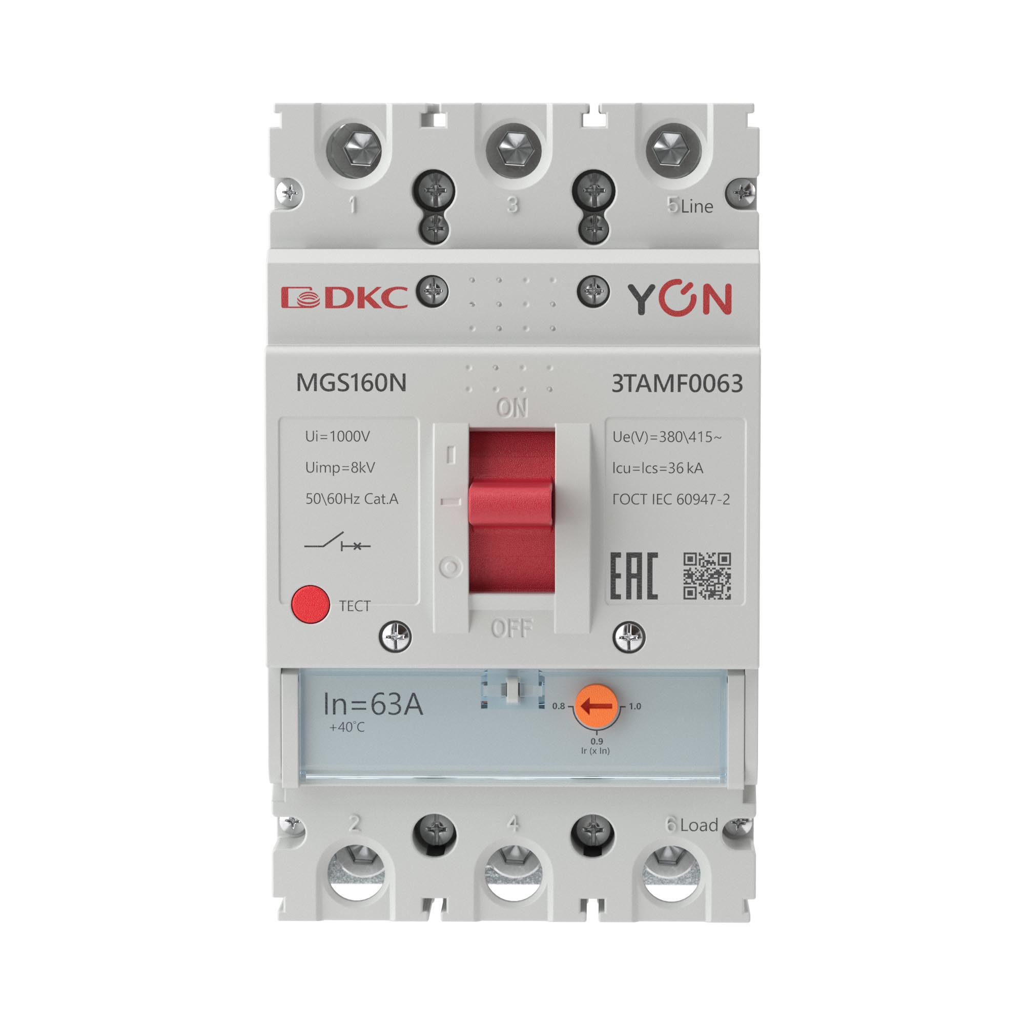 Авт. выкл. YON MGS160 3P 50,4-63A 36kA