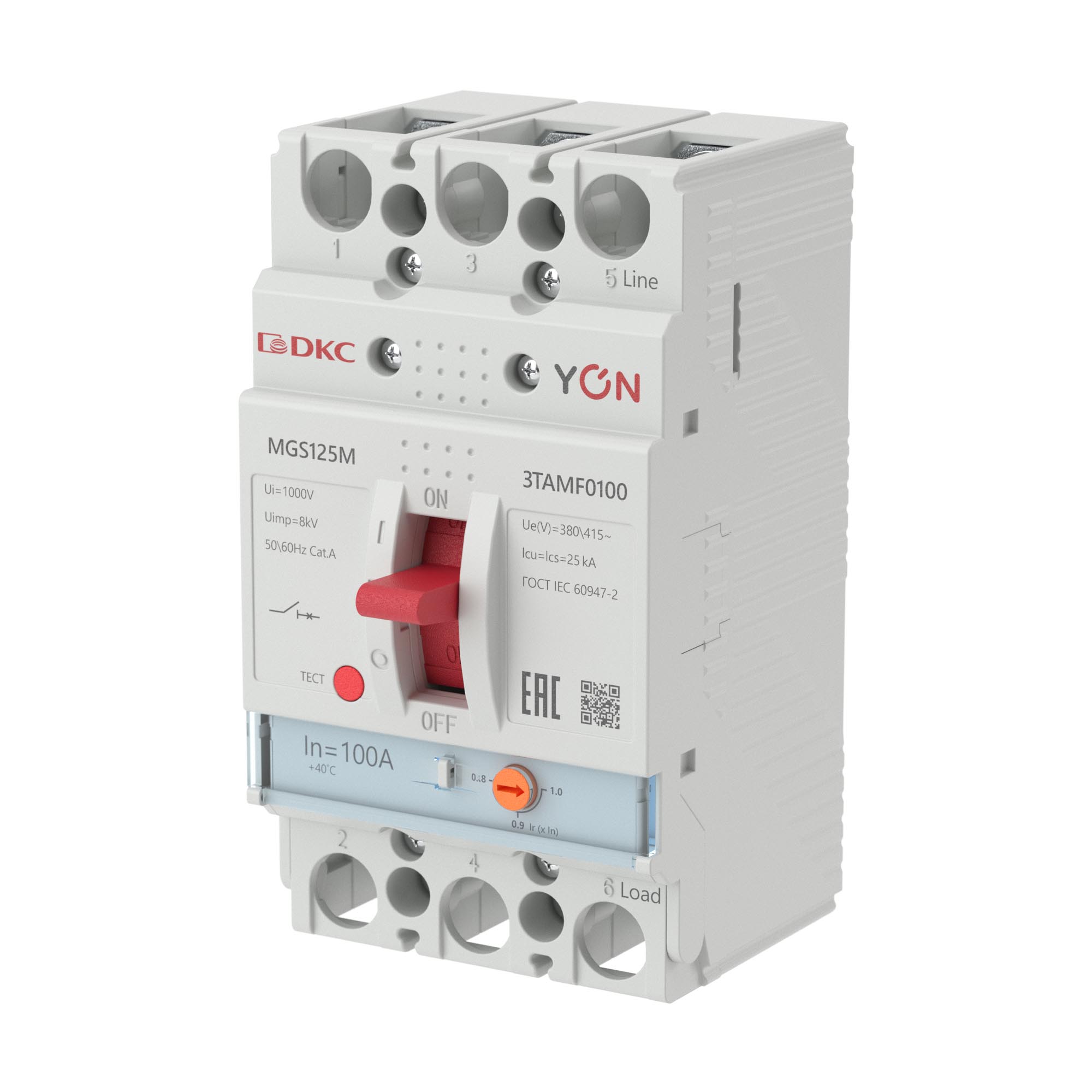 Авт. выкл. YON MGS125 3P 80-100A 25kA