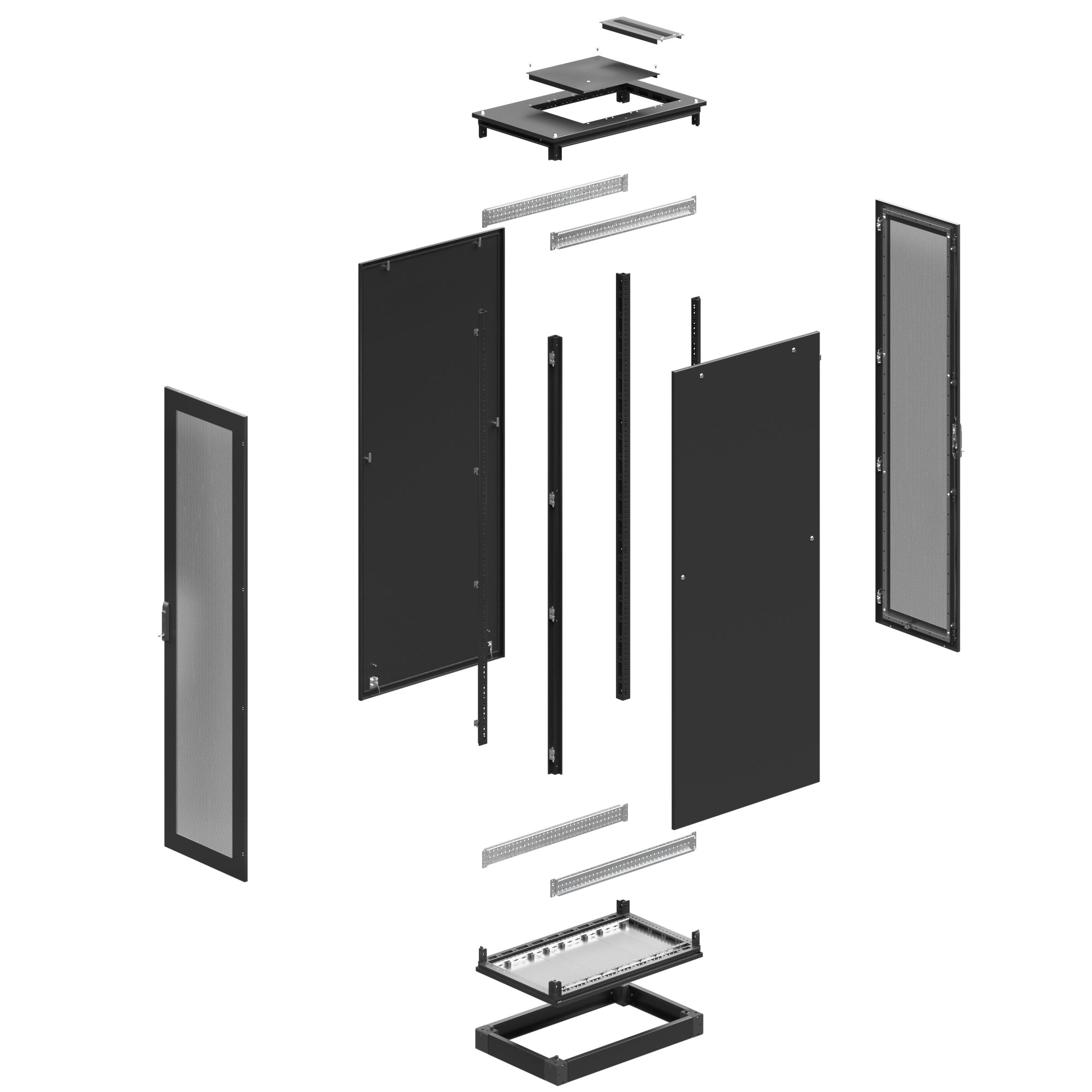 Разобранный напольный 19" IT-CQE 42U 600х2000х800, двери перфорированная + перфорированная, RAL9005