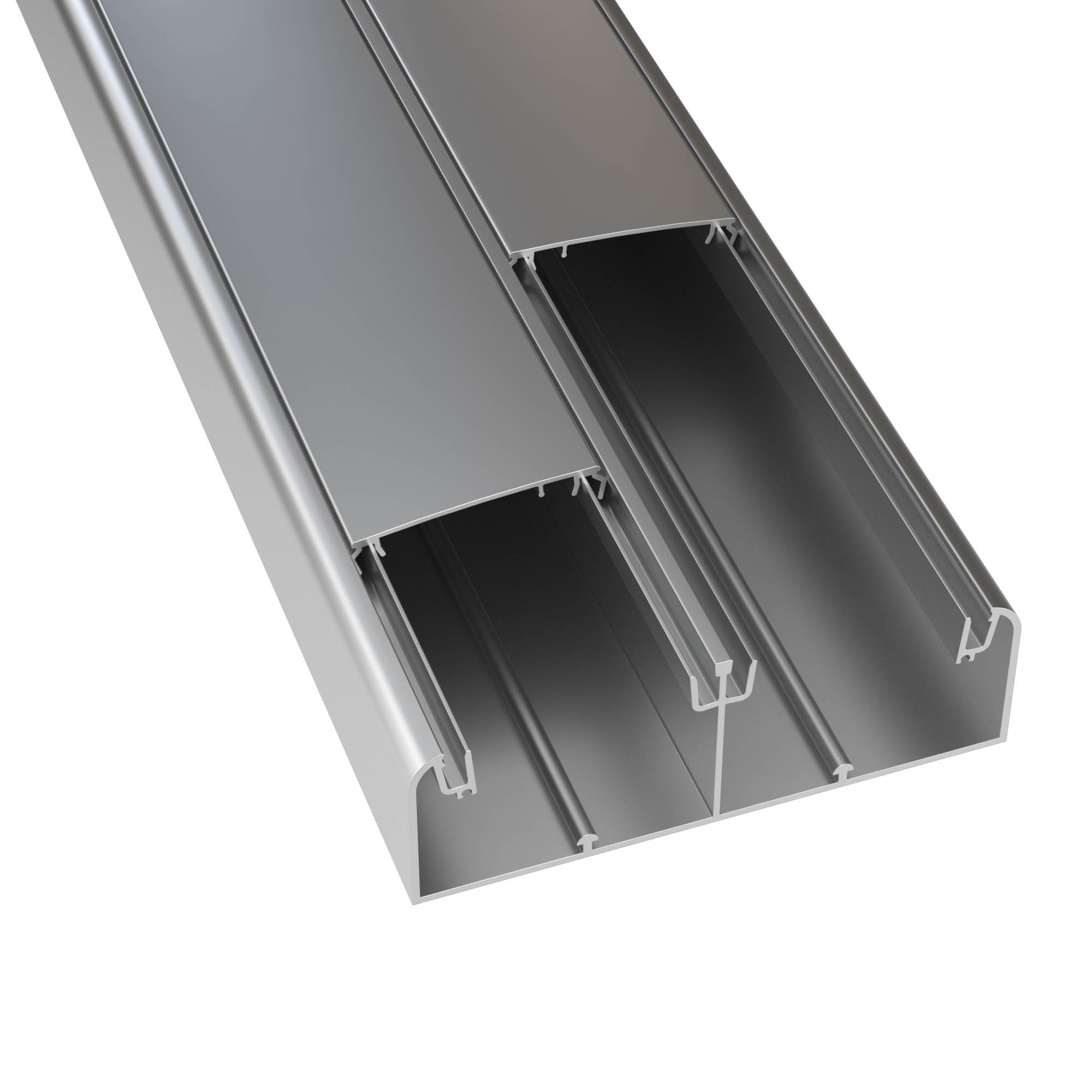 Алюминиевый кабель-канал 140х50 (с 2 крышками), цвет серебристый металлик