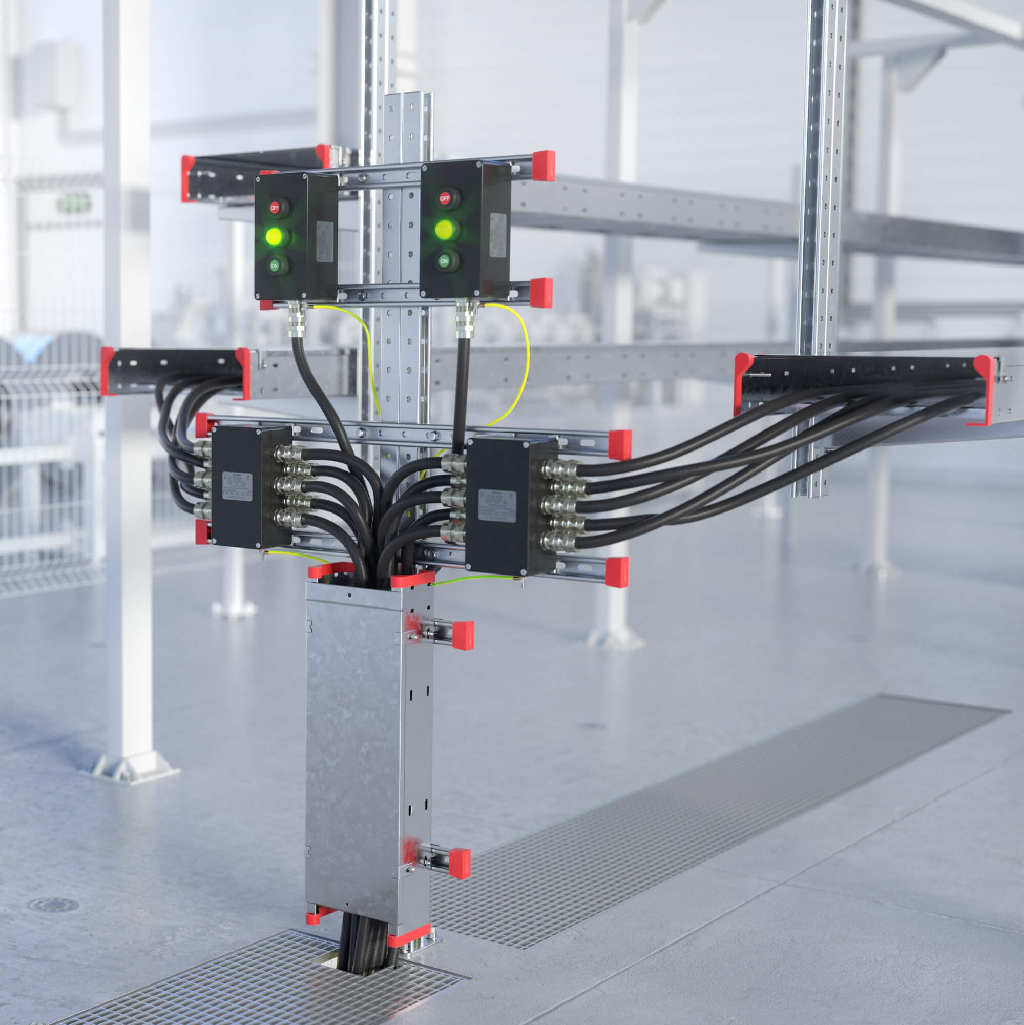 Комплект монтажных профилей на стойку для крепления 3 оболочек винтами din 84 M6X40 12 шт. , горячеоцинкованный, длина 500 мм