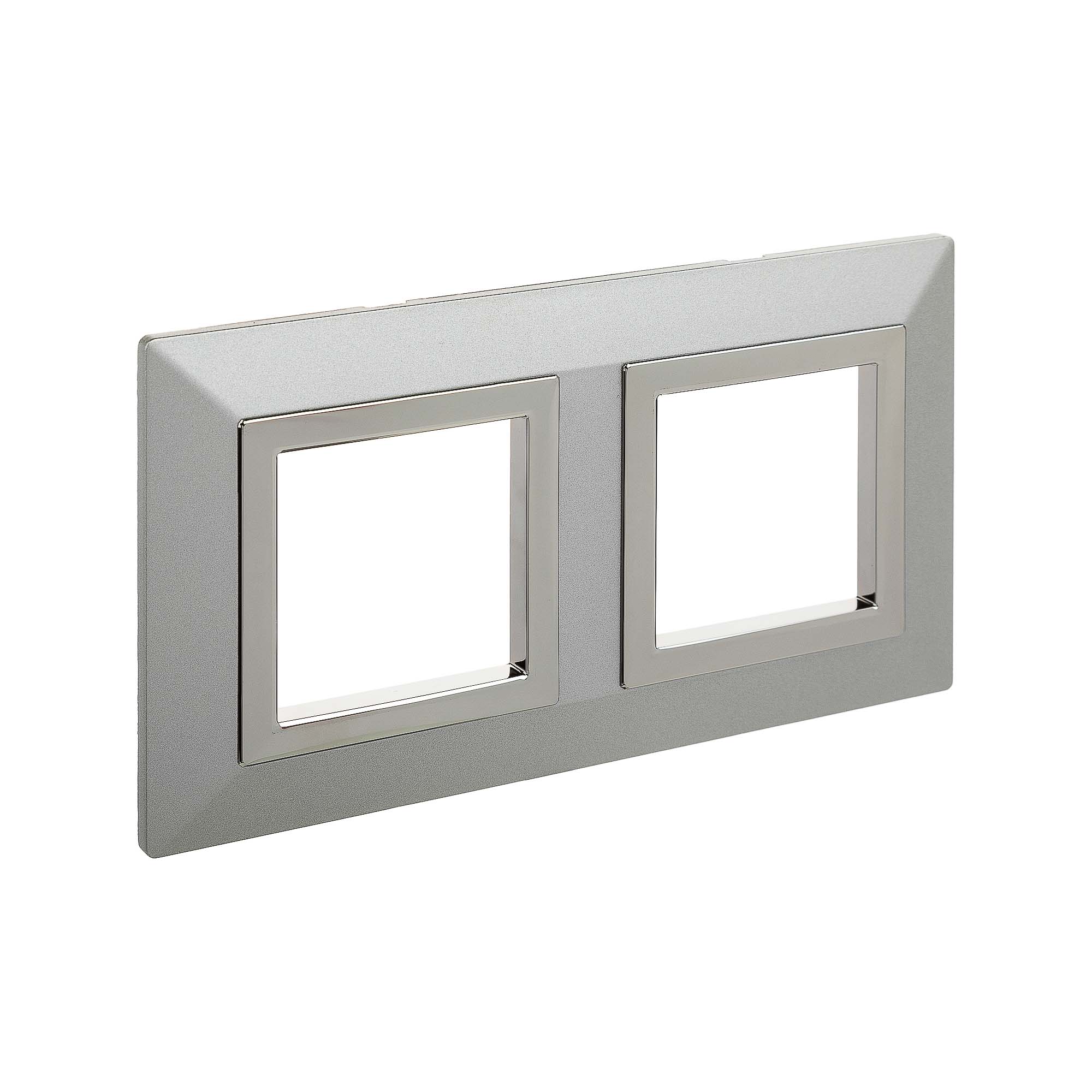 Рамка из металла, "Avanti", светло-серебристая, 2 поста (4 мод.)