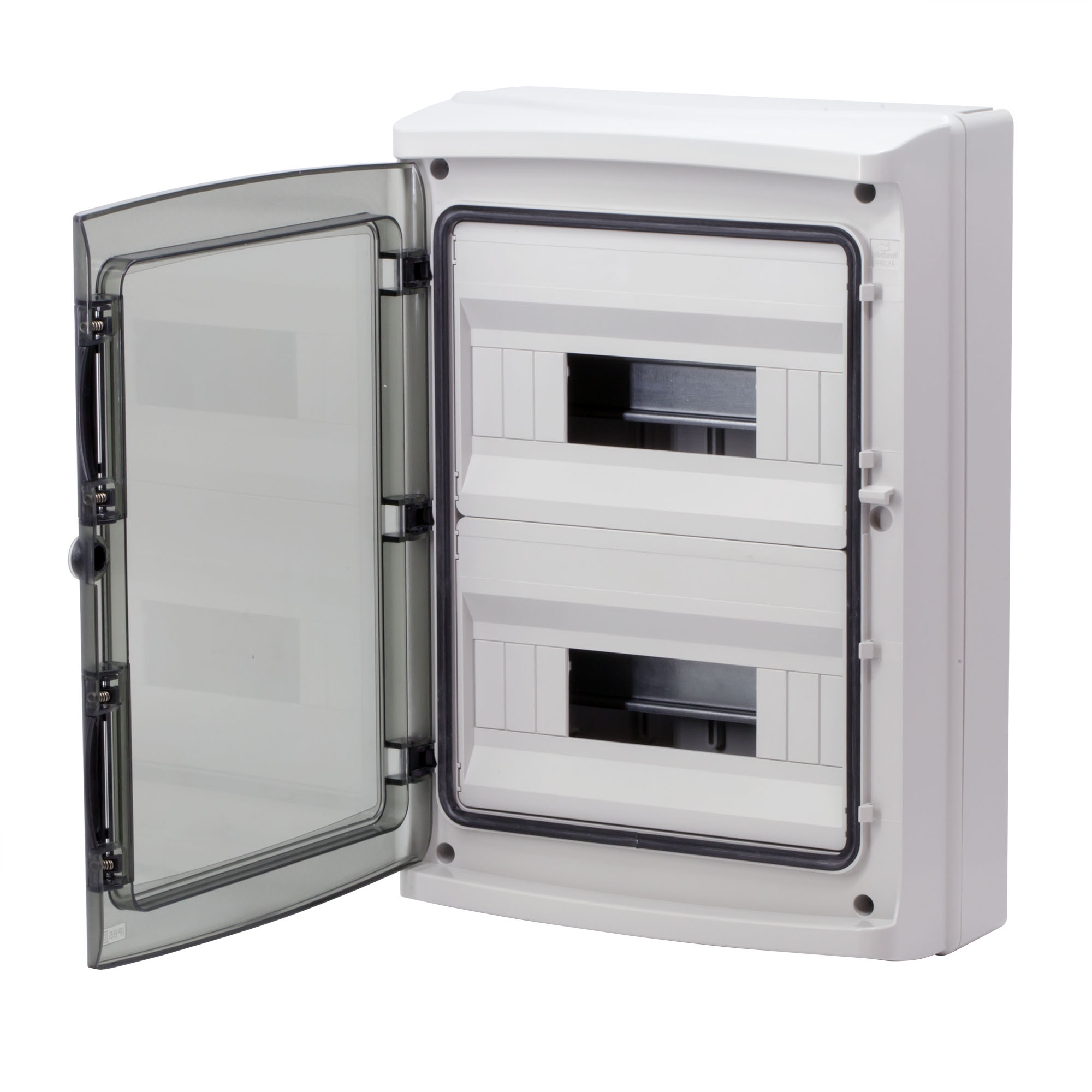 Щиток настенный с дверцей 24 мод.,IP65, серый, с клеммным блоком 63А