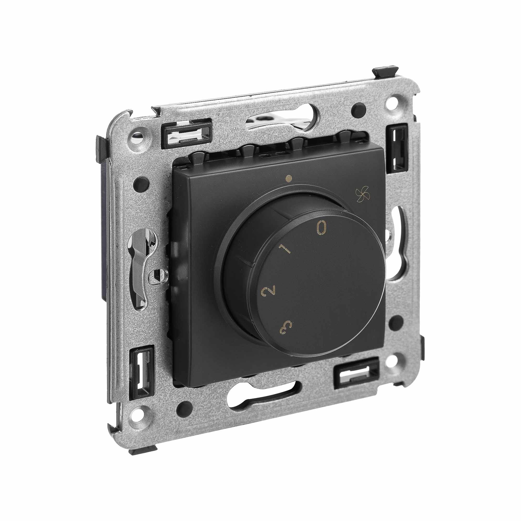 Механизм управления вентиляторами в стену, "Avanti", "Черный матовый"