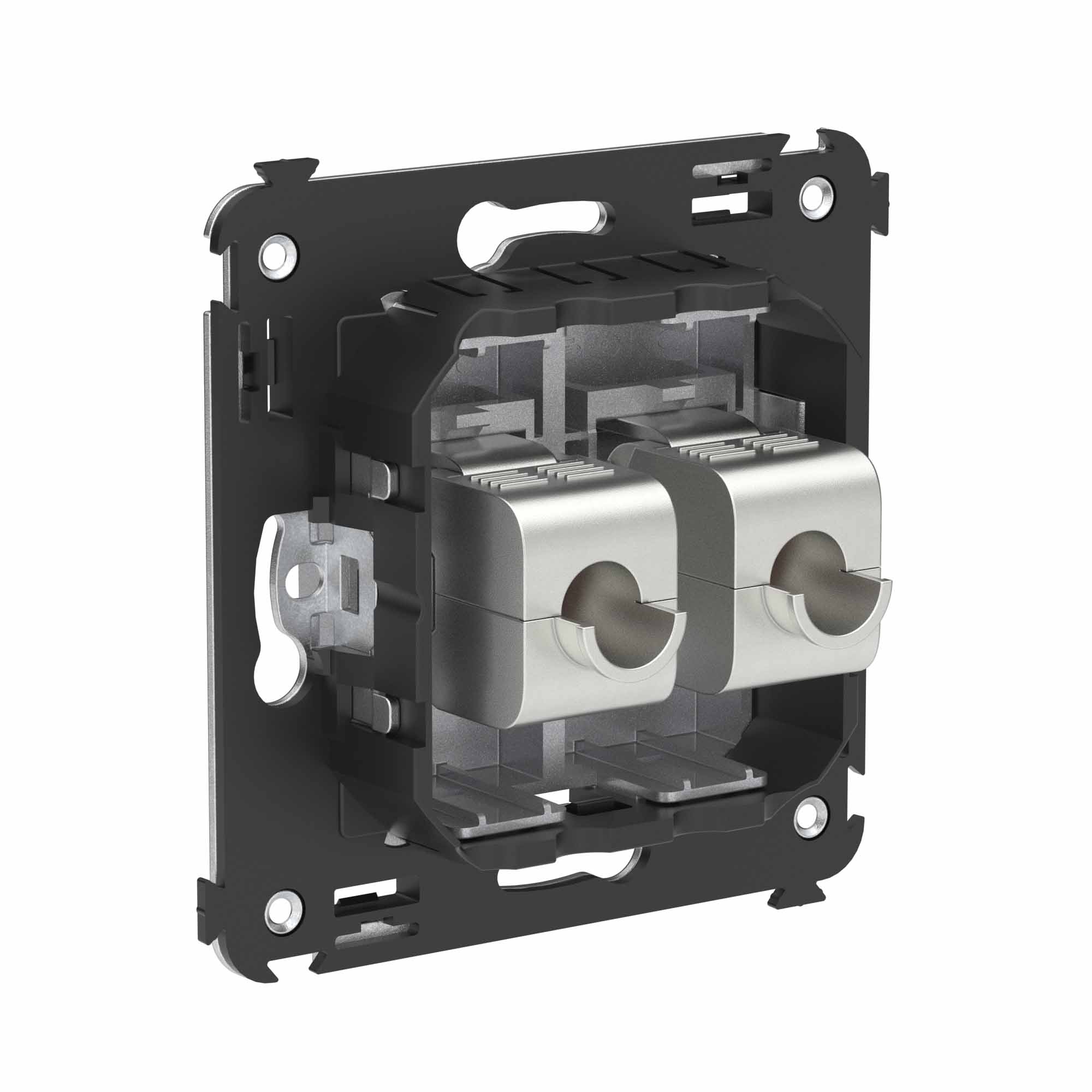 Компьютерная розетка RJ-45 без шторки в стену, кат.6А двойная экранированная, "Avanti", "Закаленная сталь"