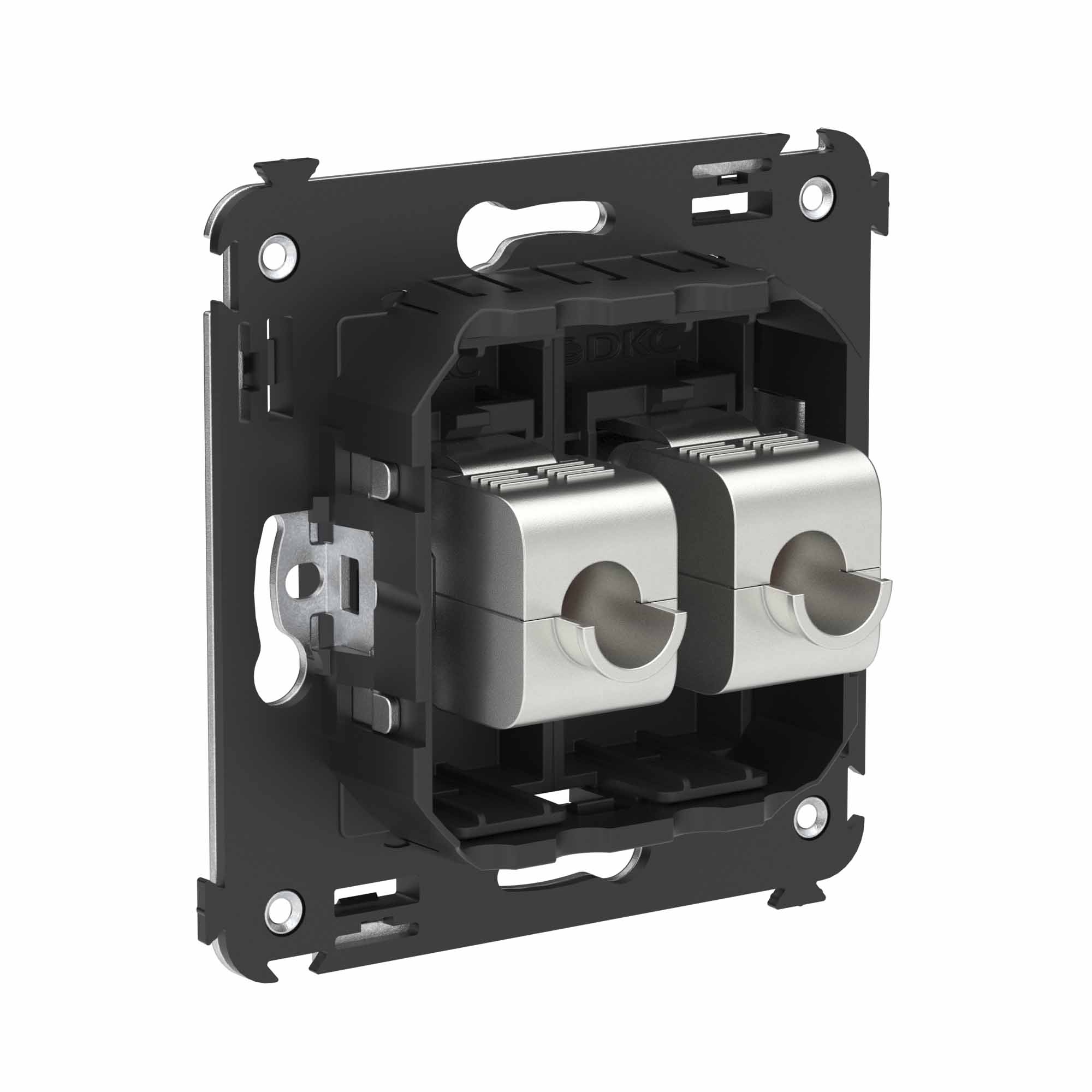 Компьютерная розетка RJ-45 без шторки в стену, кат.6А двойная экранированная, "Avanti", "Черный матовый"