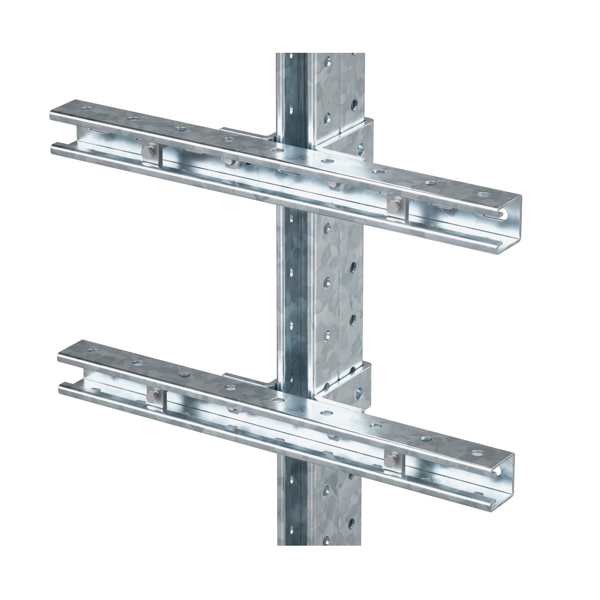 Комплект монтажных профилей на стойку для крепления 1 оболочки винтами din 84 M6X40 4 шт. , горячеоцинкованный, длина 400 мм