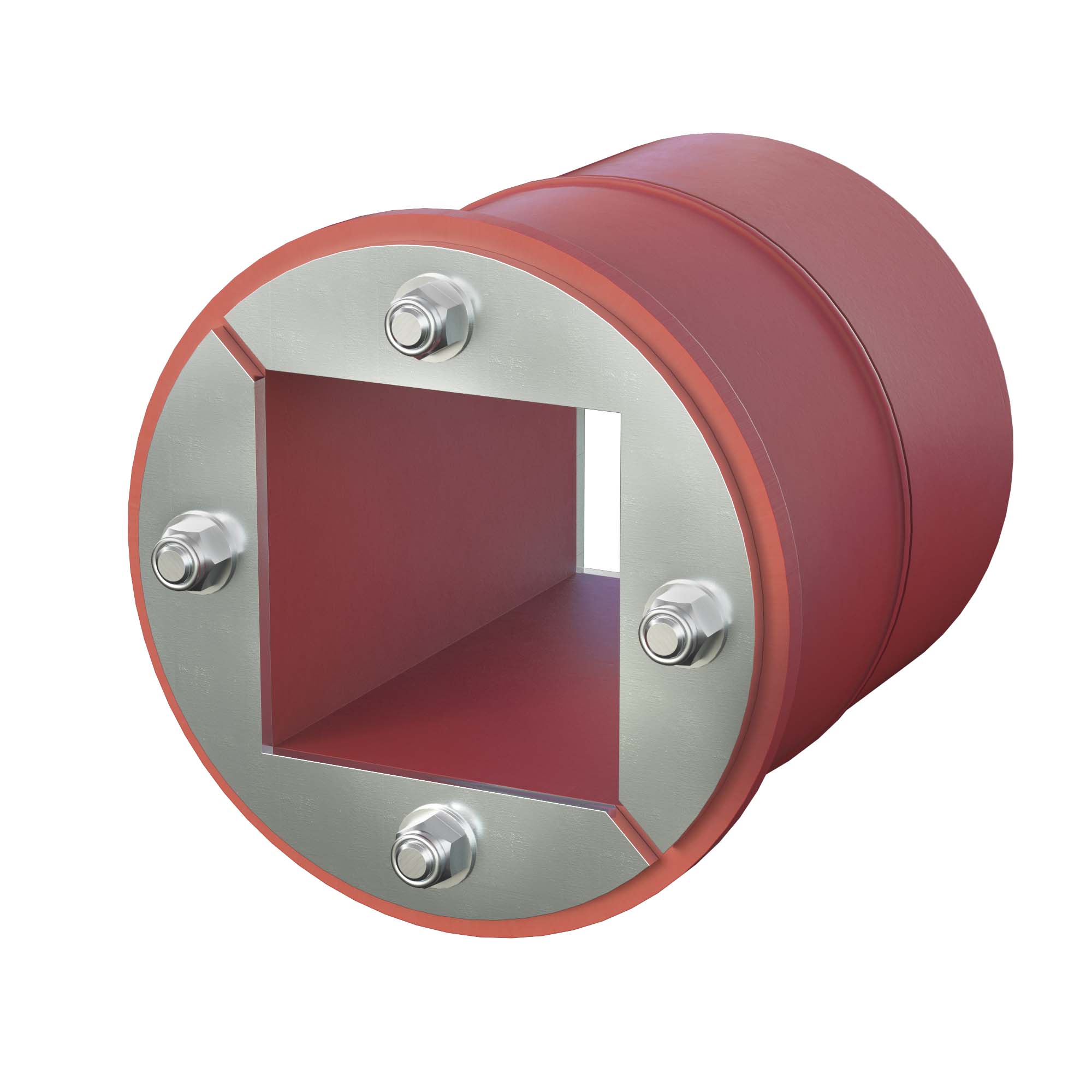 Проходка круглая, нержавеющая, D150х70 мм с проемом 90х90 мм