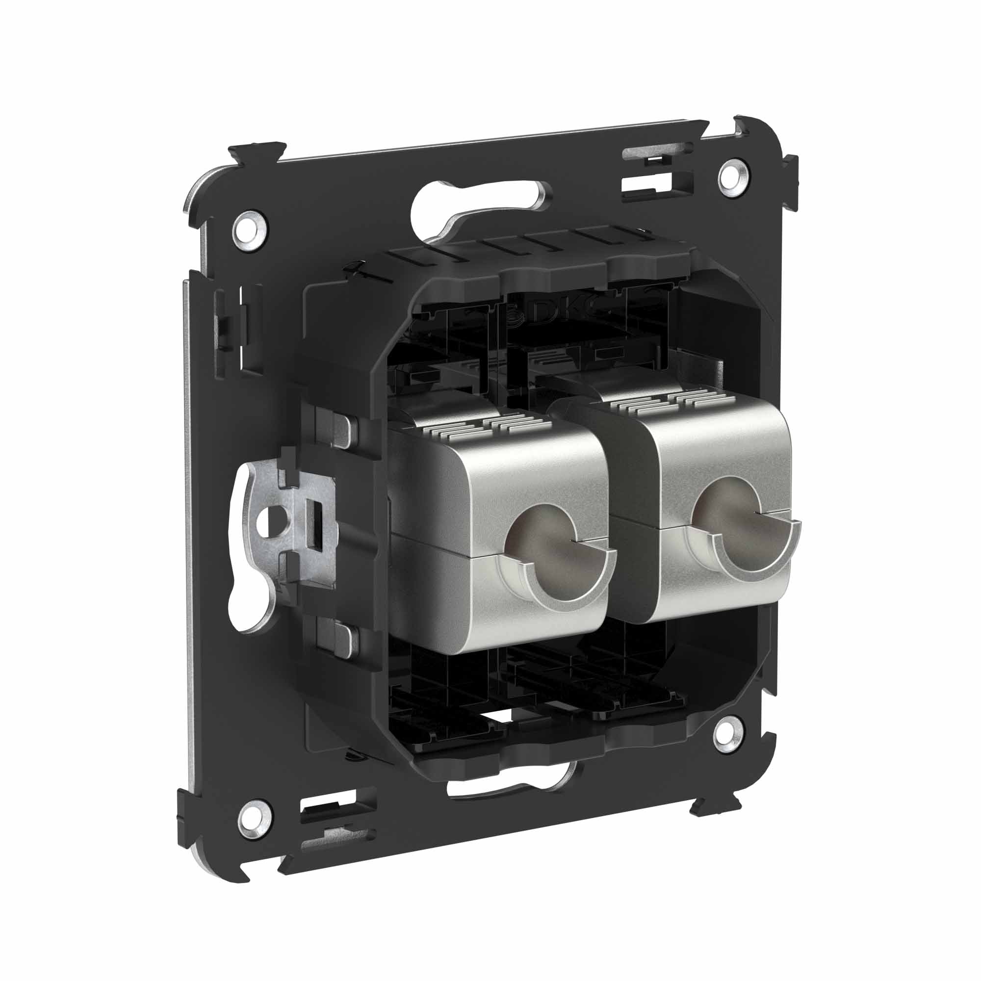 Компьютерная розетка RJ-45 без шторки в стену, кат.6А двойная экранированная, "Avanti", "Черный квадрат"