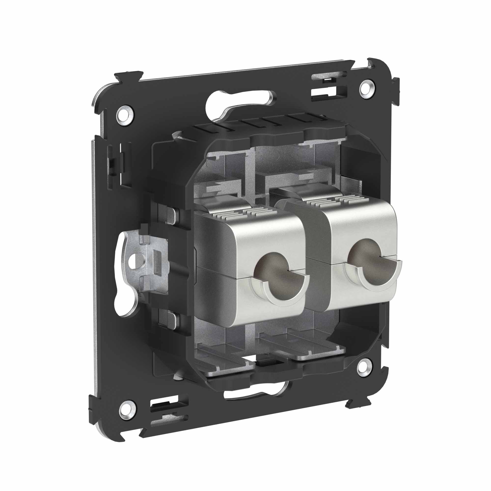 Компьютерная розетка RJ-45 без шторки в стену, кат.6 двойная экранированная, "Avanti", "Закаленная сталь"