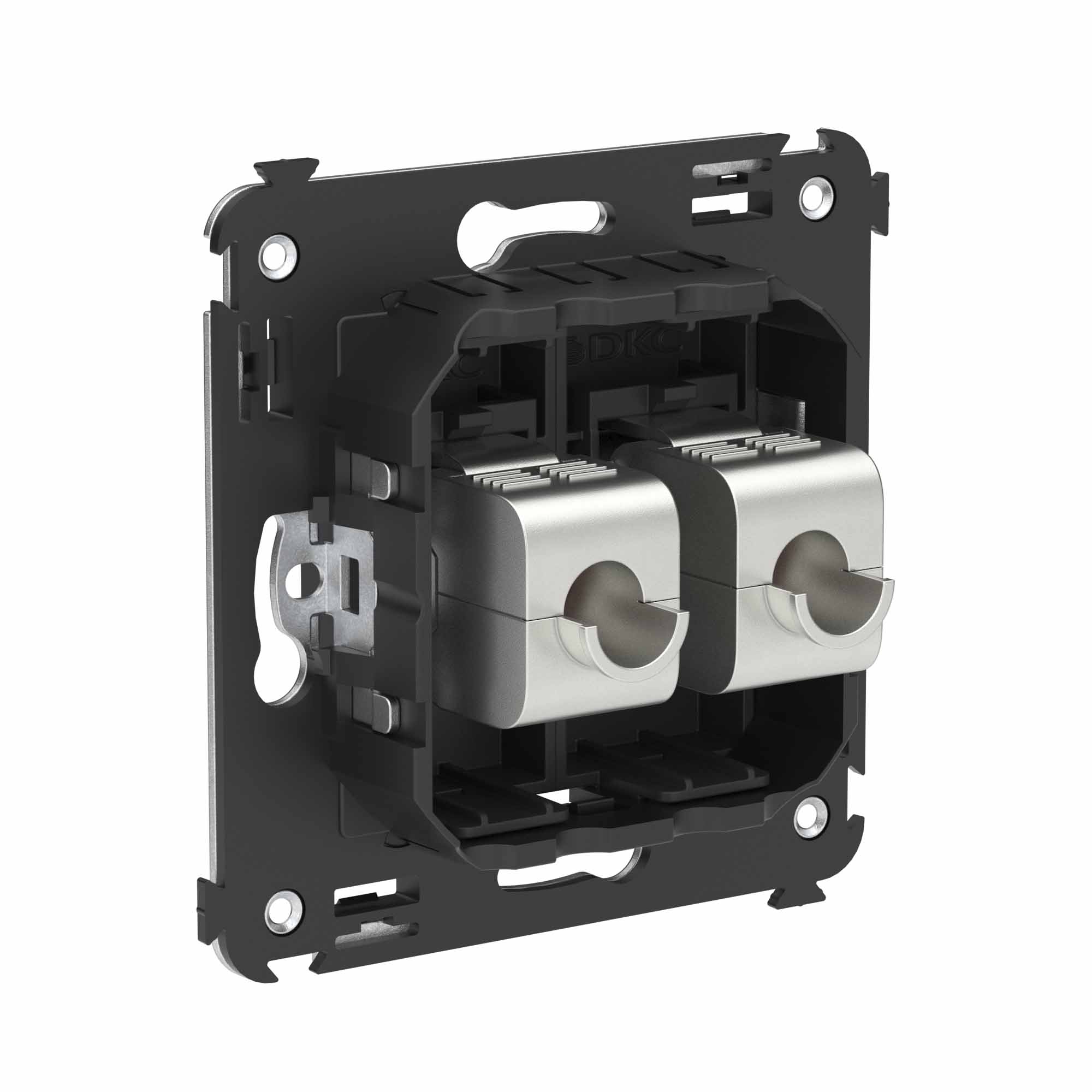 Компьютерная розетка RJ-45 без шторки в стену, кат.6 двойная экранированная, "Avanti", "Черный матовый"