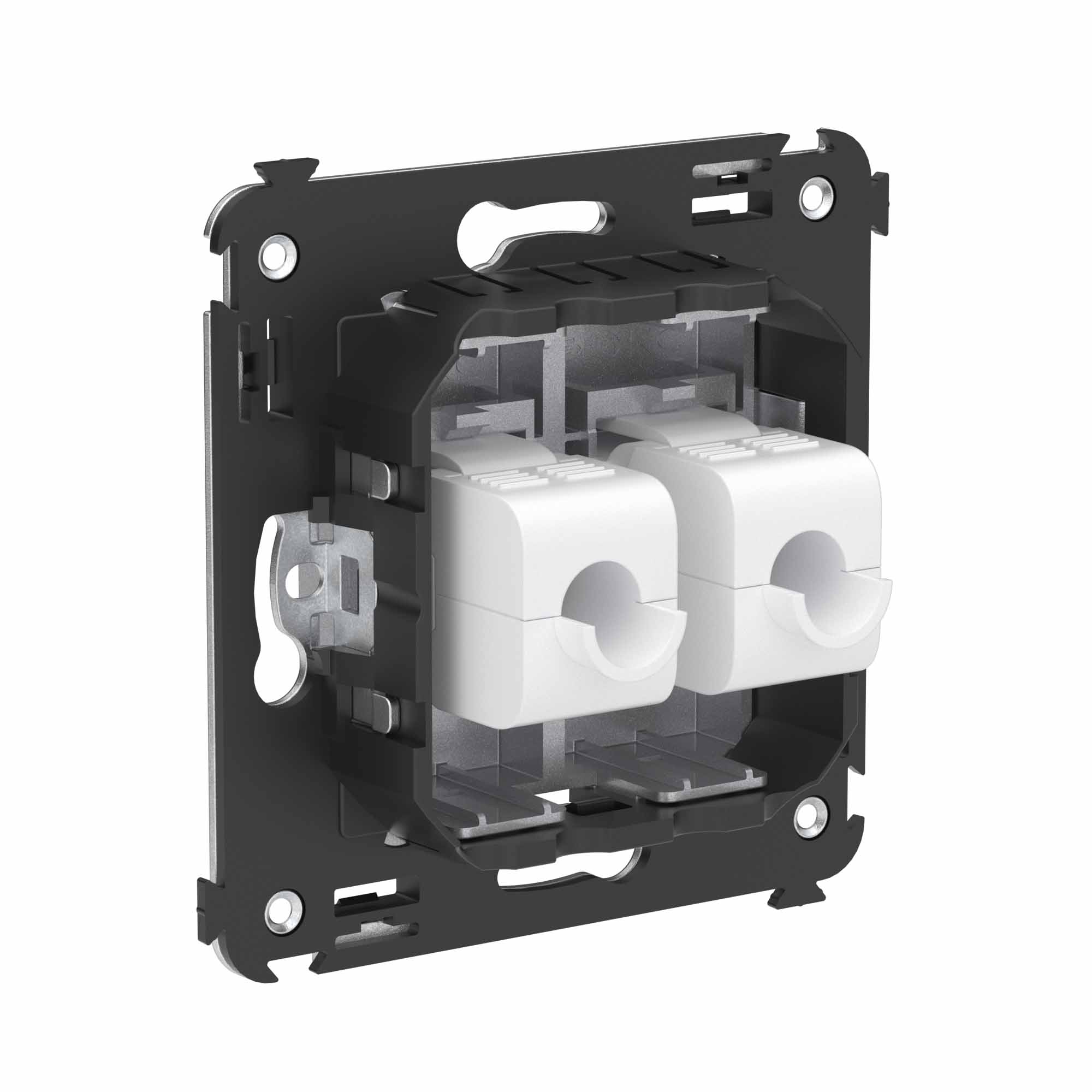 Компьютерная розетка RJ-45 без шторки в стену, кат.6А двойная, "Avanti", "Закаленная сталь"