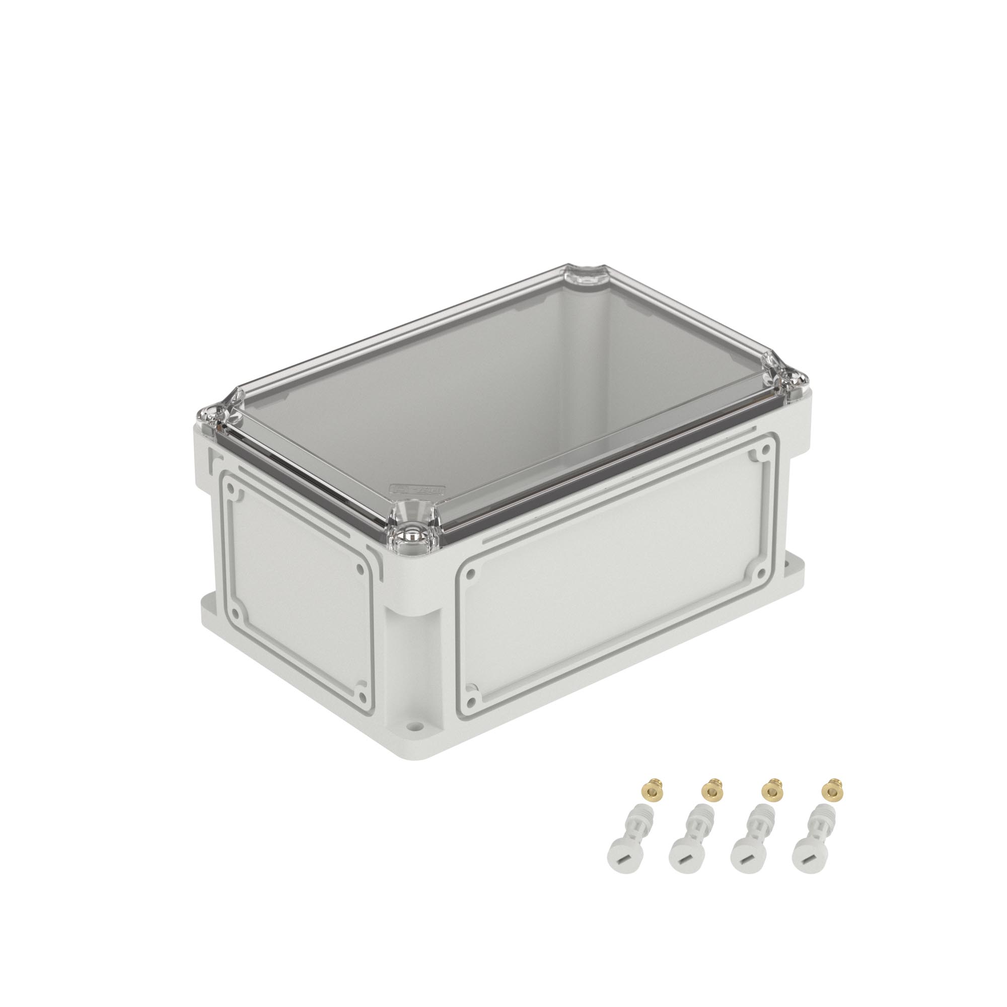 Корпус RAM box без МП 300х200х146 мм, с фланцами, прозрачная крышка высотой 21 мм, IP66/IP67