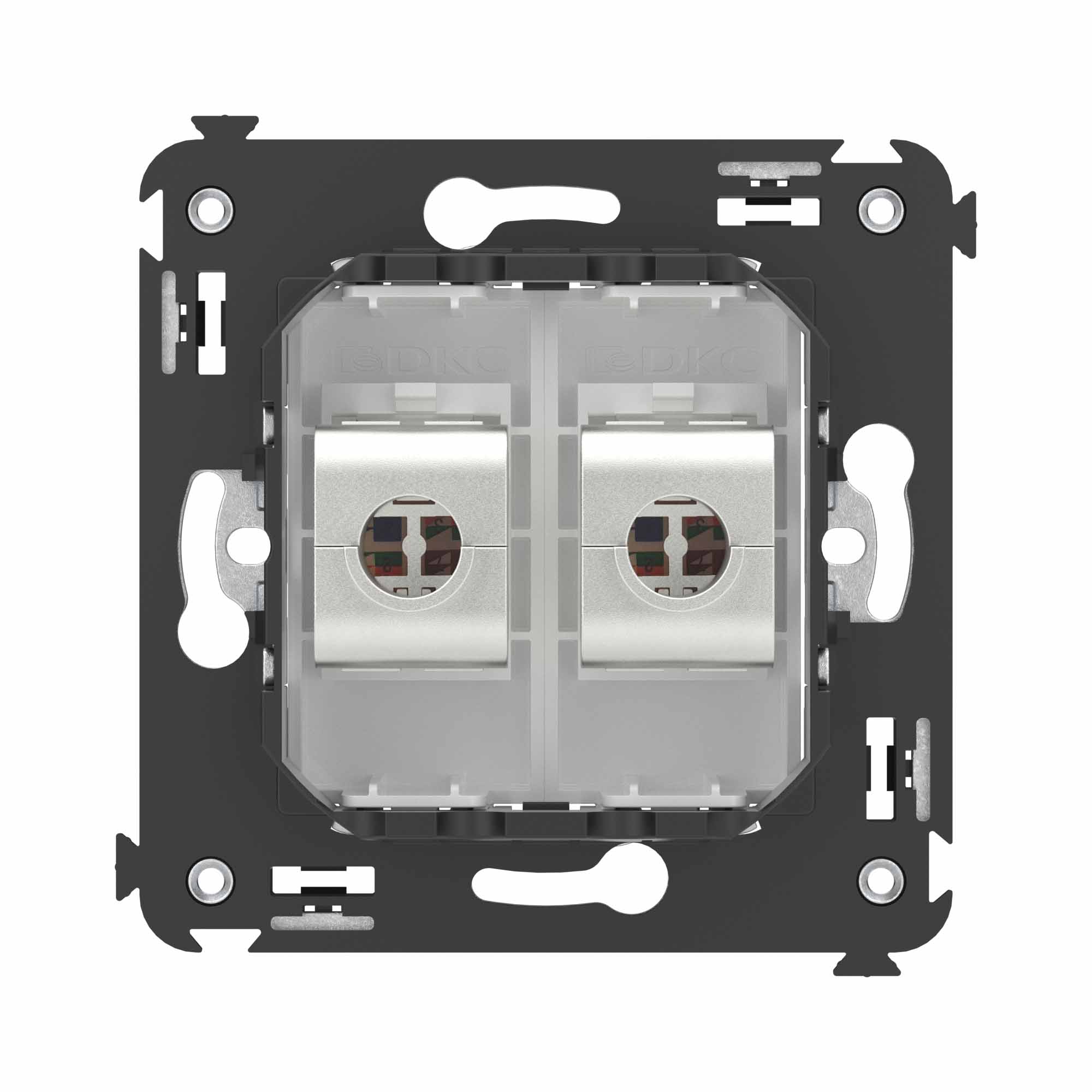 Компьютерная розетка RJ-45 без шторки в стену, кат.6A двойная экранированная, "Avanti", "Белое облако"