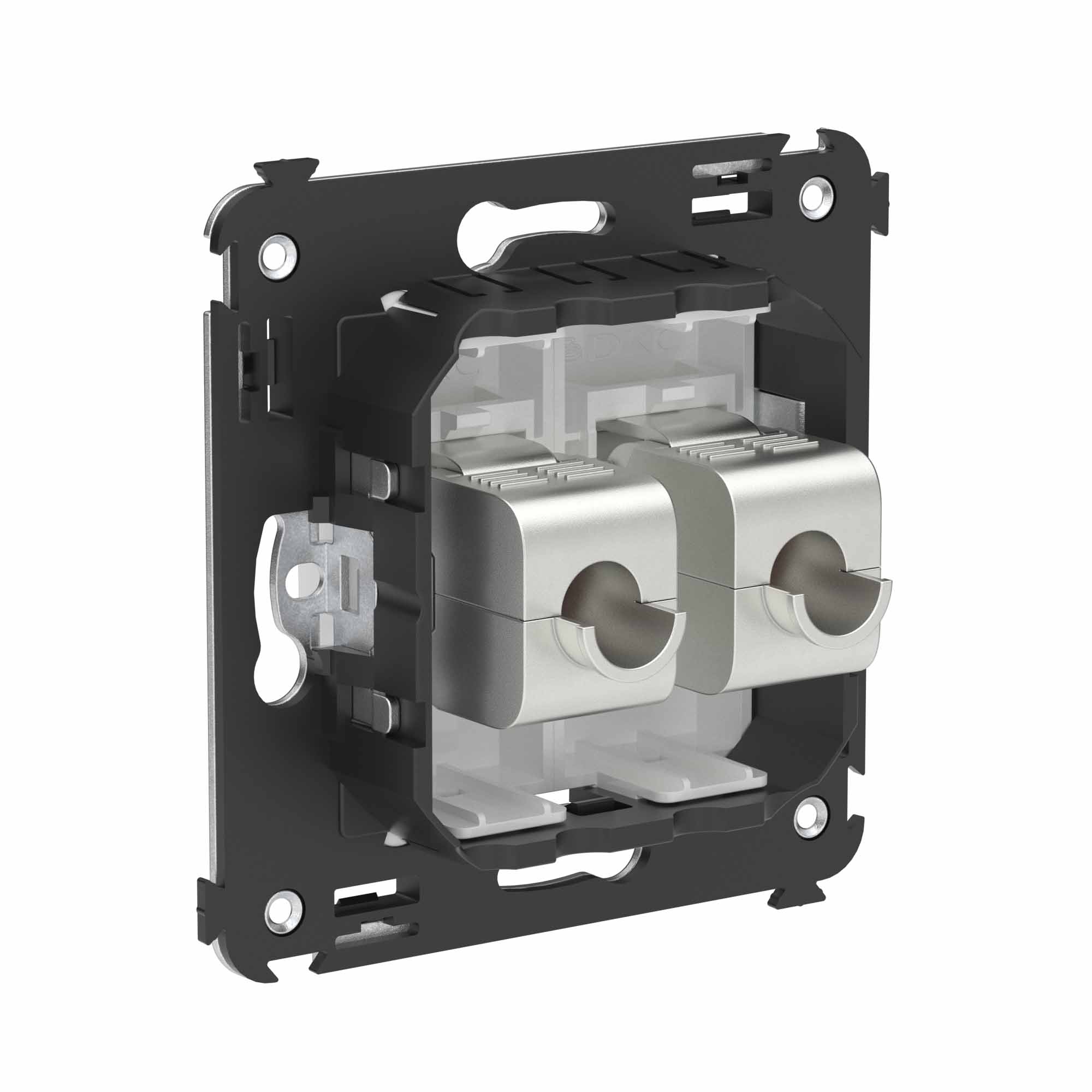 Компьютерная розетка RJ-45 без шторки в стену, кат.6A двойная экранированная, "Avanti", "Белое облако"