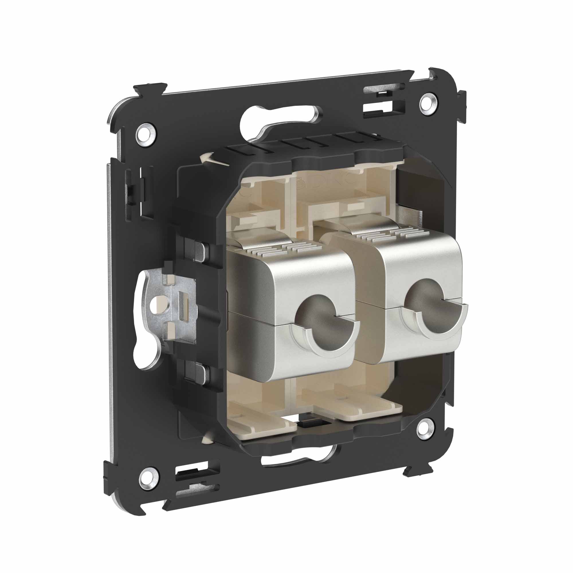 Компьютерная розетка RJ-45 без шторки в стену, кат.6А двойная экранированная, "Avanti", "Ванильная дымка"