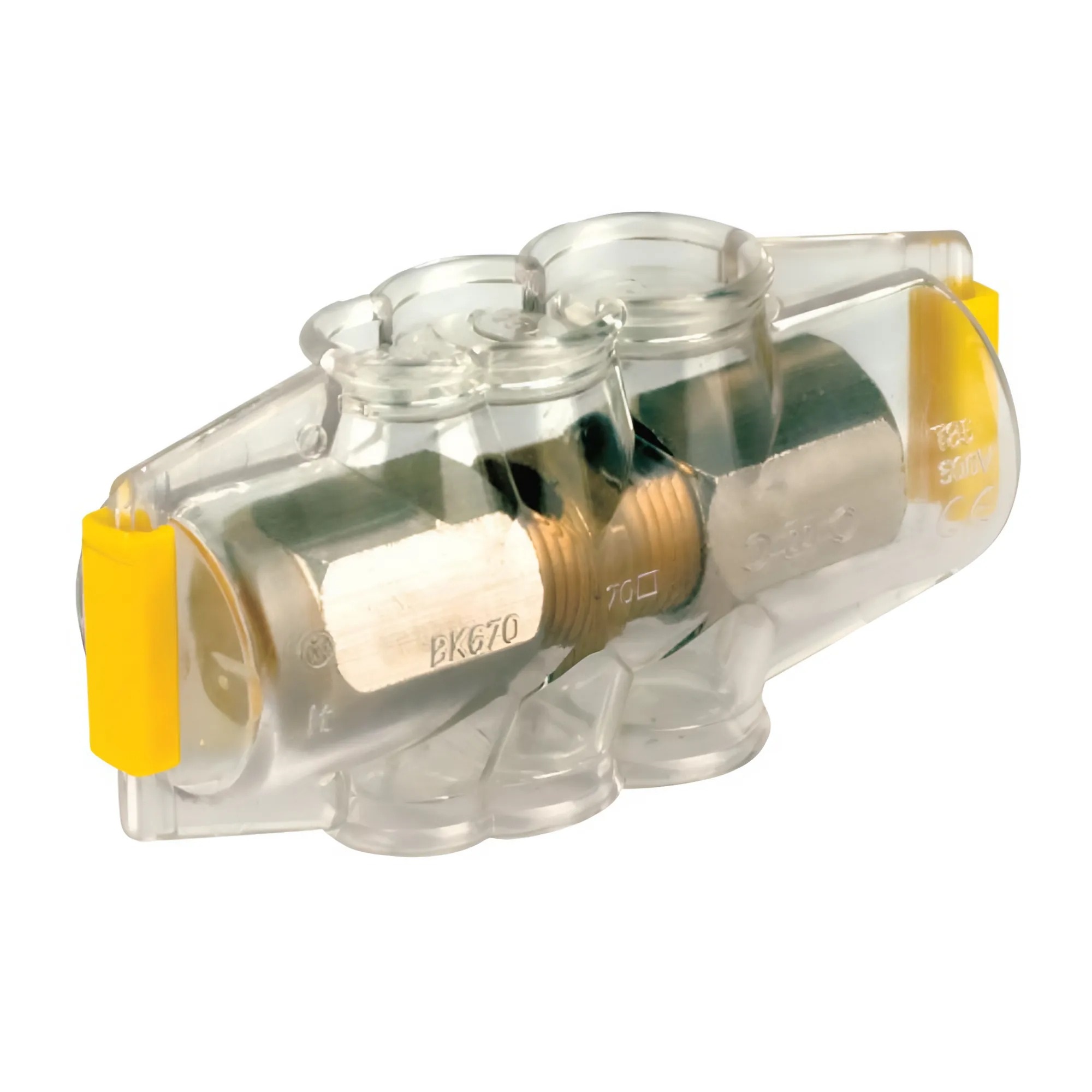 Колодка ответвительная изолированная, прозрачная, 1 полюсная, на токи до 192А, для жил сечением 25/70