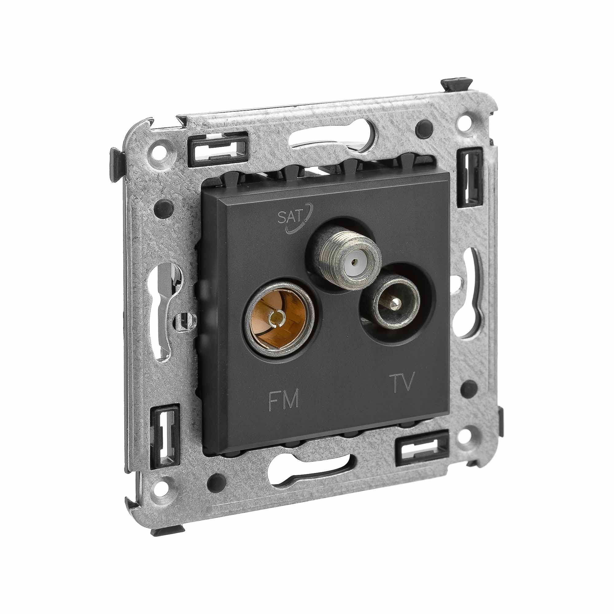 Розетка TV-FM-SAT в стену, "Avanti", "Черный матовый"