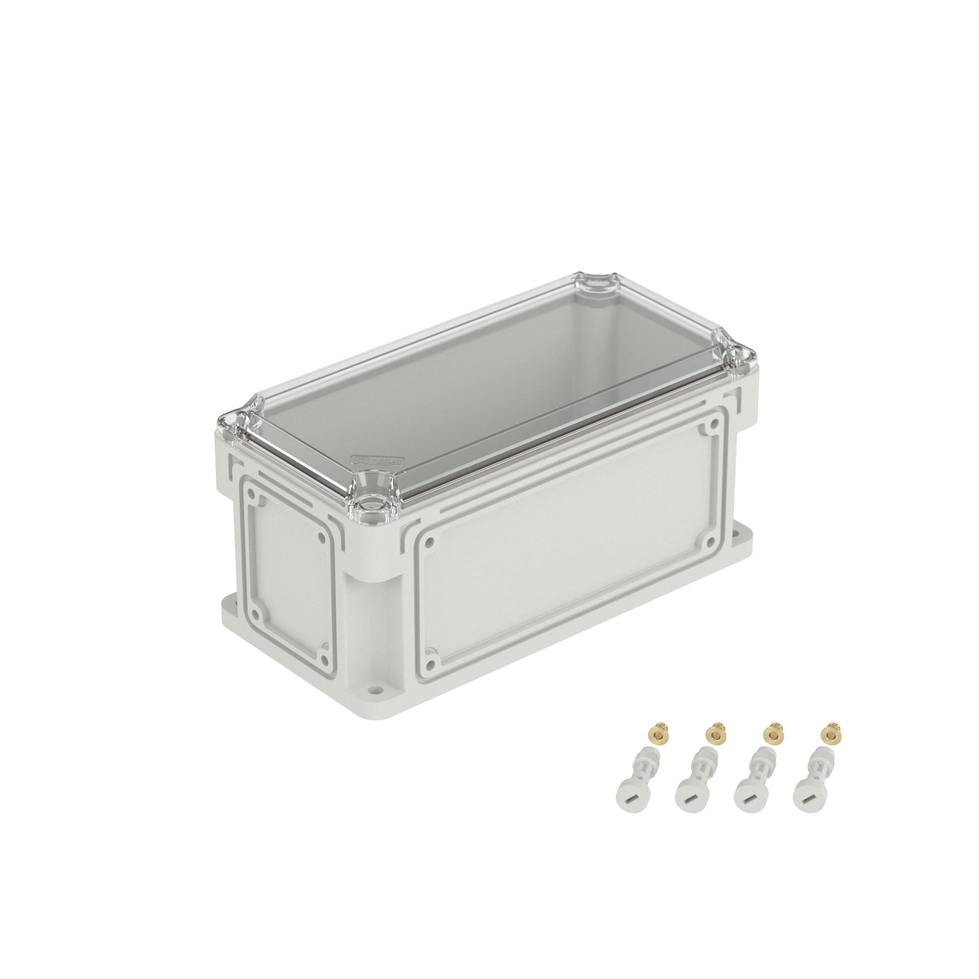 Корпус RAM box без МП 300х150х146 мм, с фланцами, прозрачная крышка высотой 21 мм, IP66/IP67